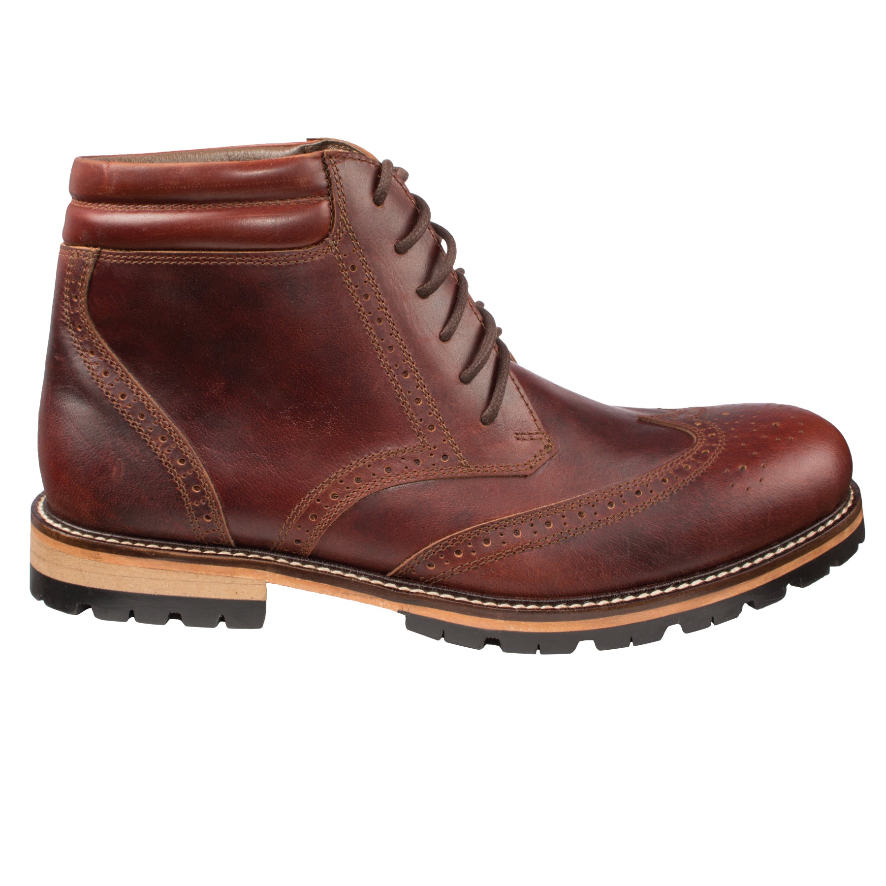 Herren Lederschuh Leder Boots Schuh Budapester Stiefel - Chester in Cherry Brown