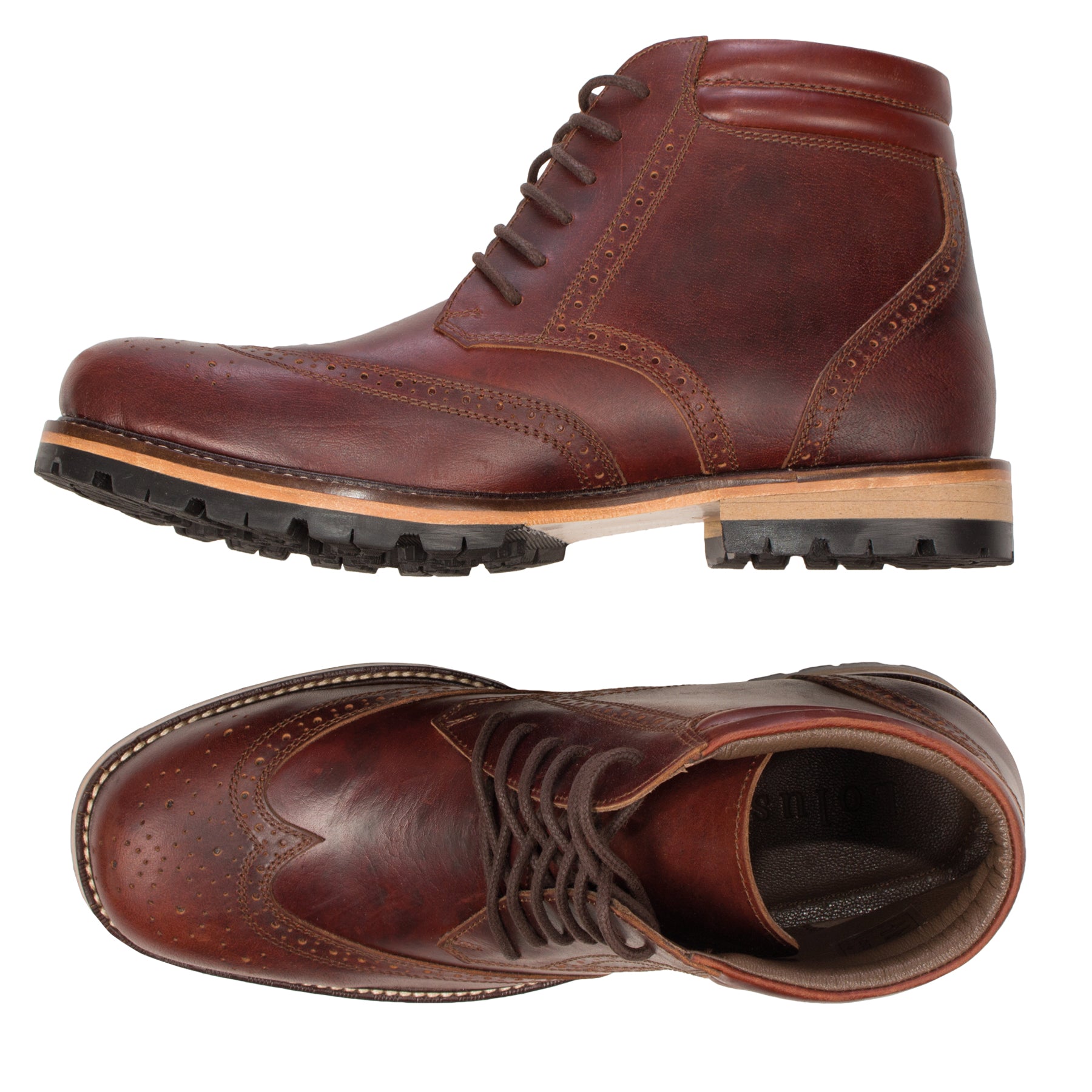 Herren Lederschuh Leder Boots Schuh Budapester Stiefel - Chester in Cherry Brown