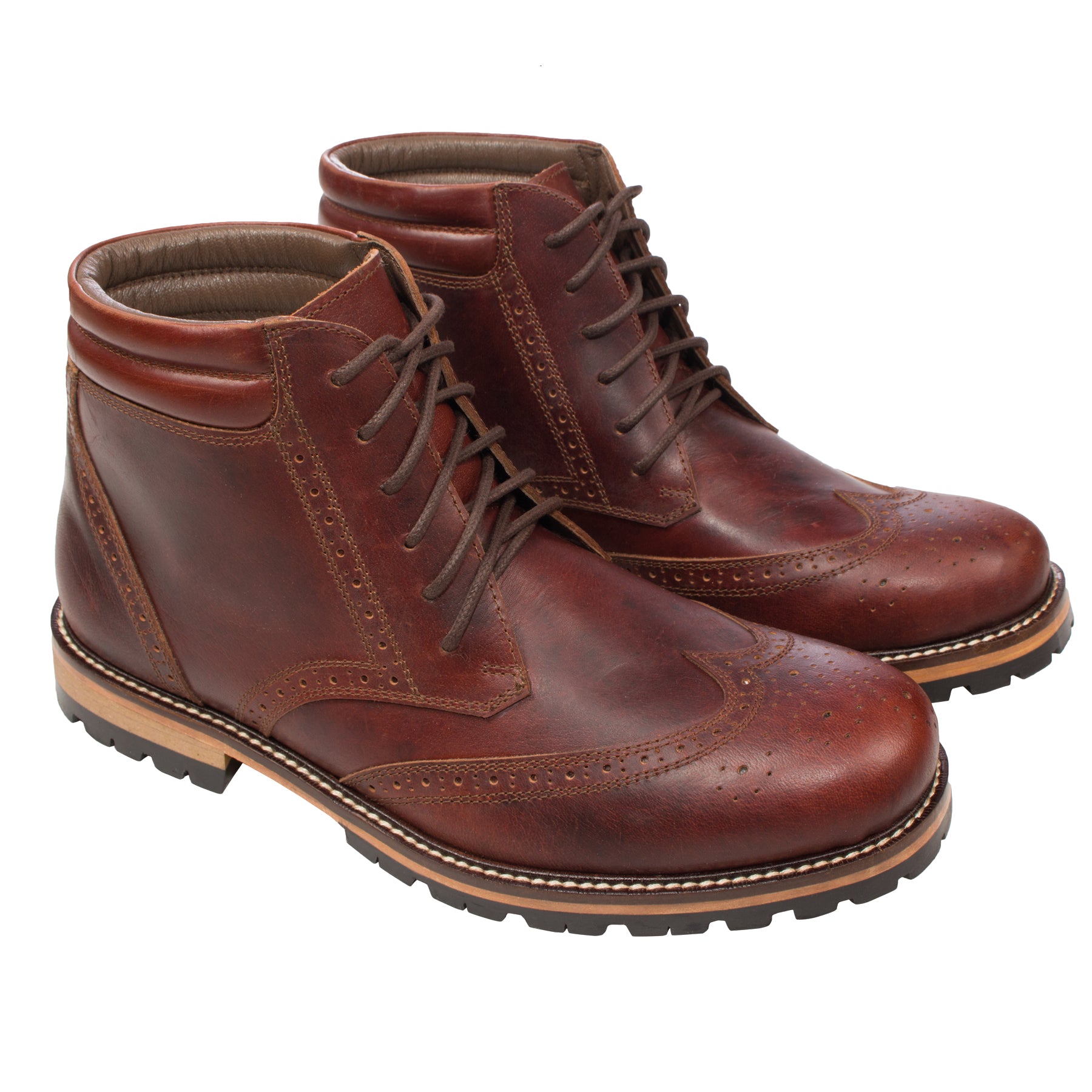 Herren Lederschuh Leder Boots Schuh Budapester Stiefel - Chester in Cherry Brown