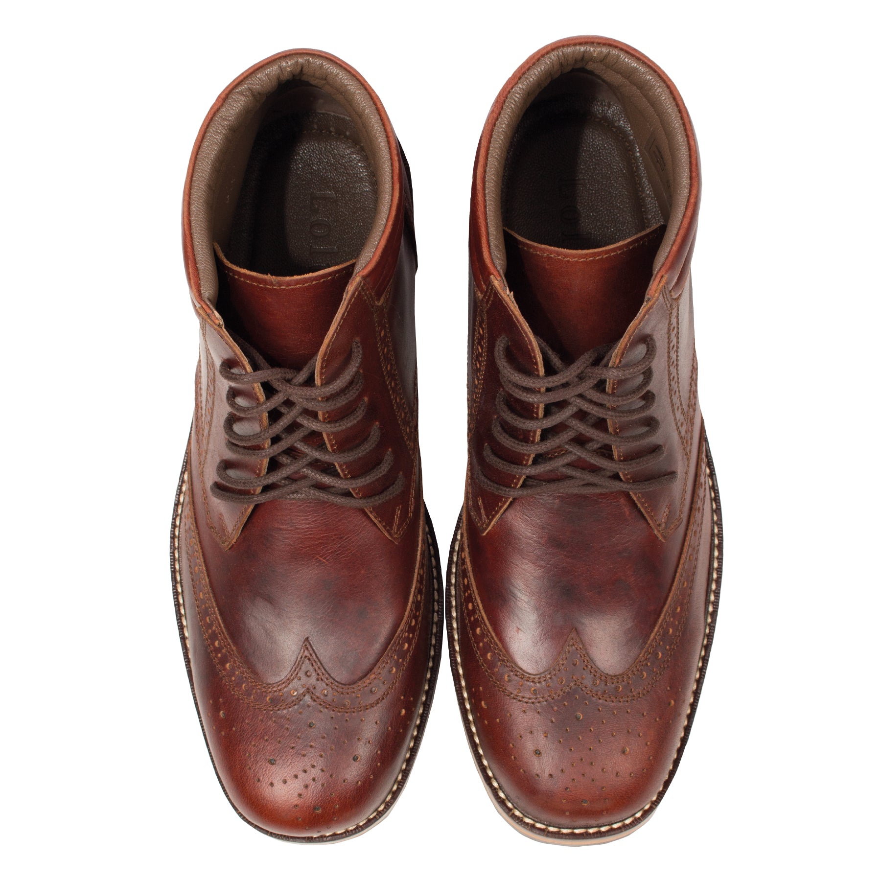 Herren Lederschuh Leder Boots Schuh Budapester Stiefel - Chester in Cherry Brown