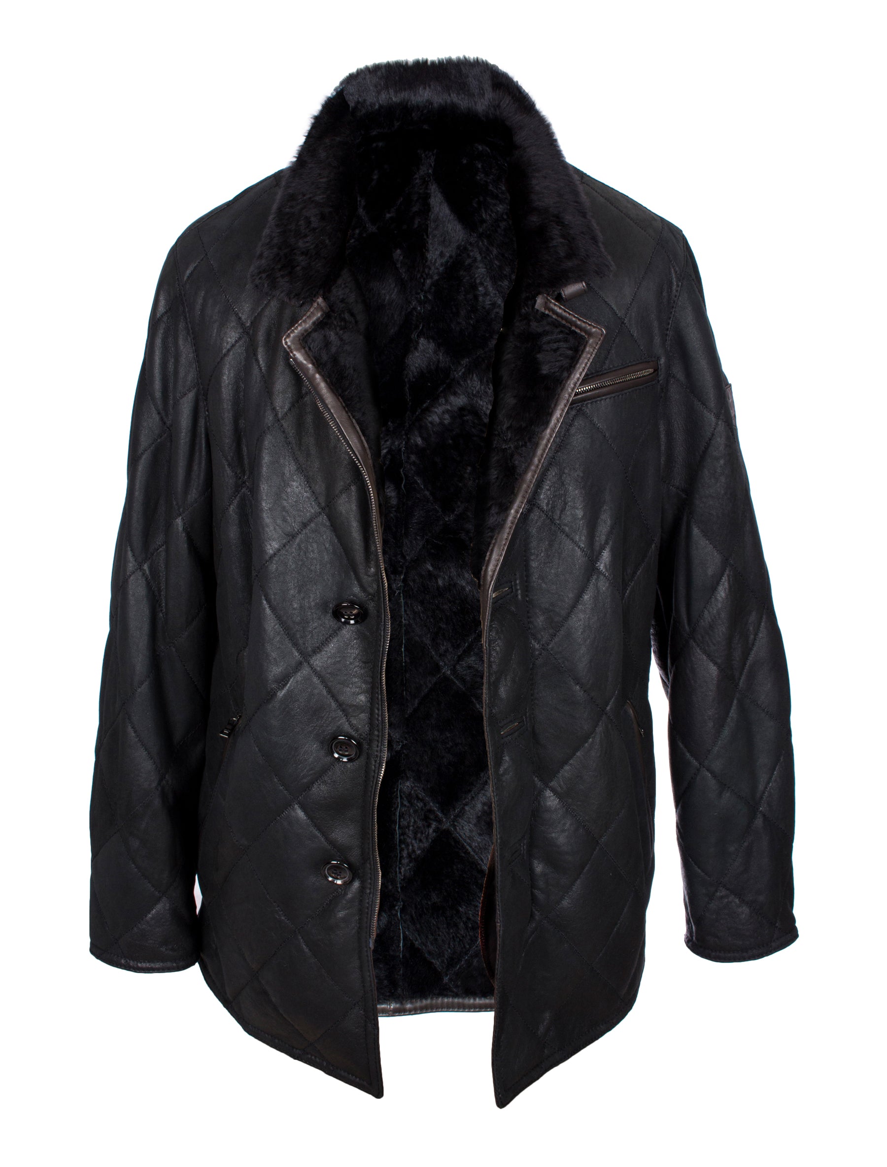 Christ Herren Lammfelljacke mit Steppung - David in schwarz