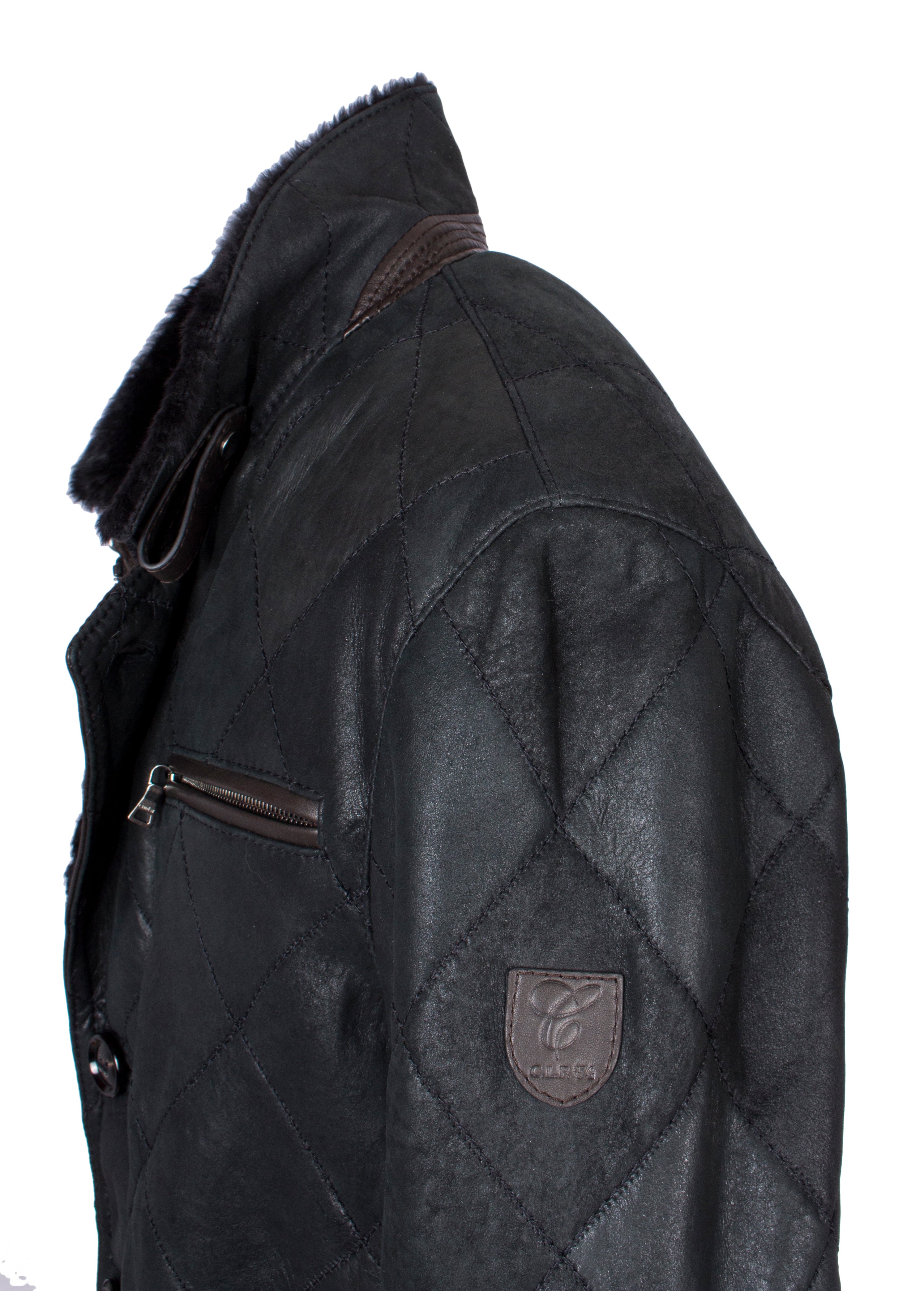 Christ Herren Lammfelljacke mit Steppung - David in schwarz