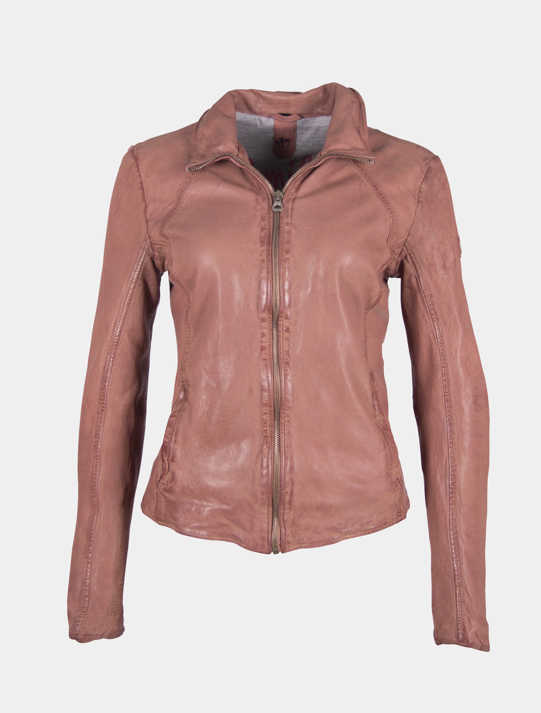 Kurze Damen Lederjacke Bikerjacke - GGEyla LVTW in rosa