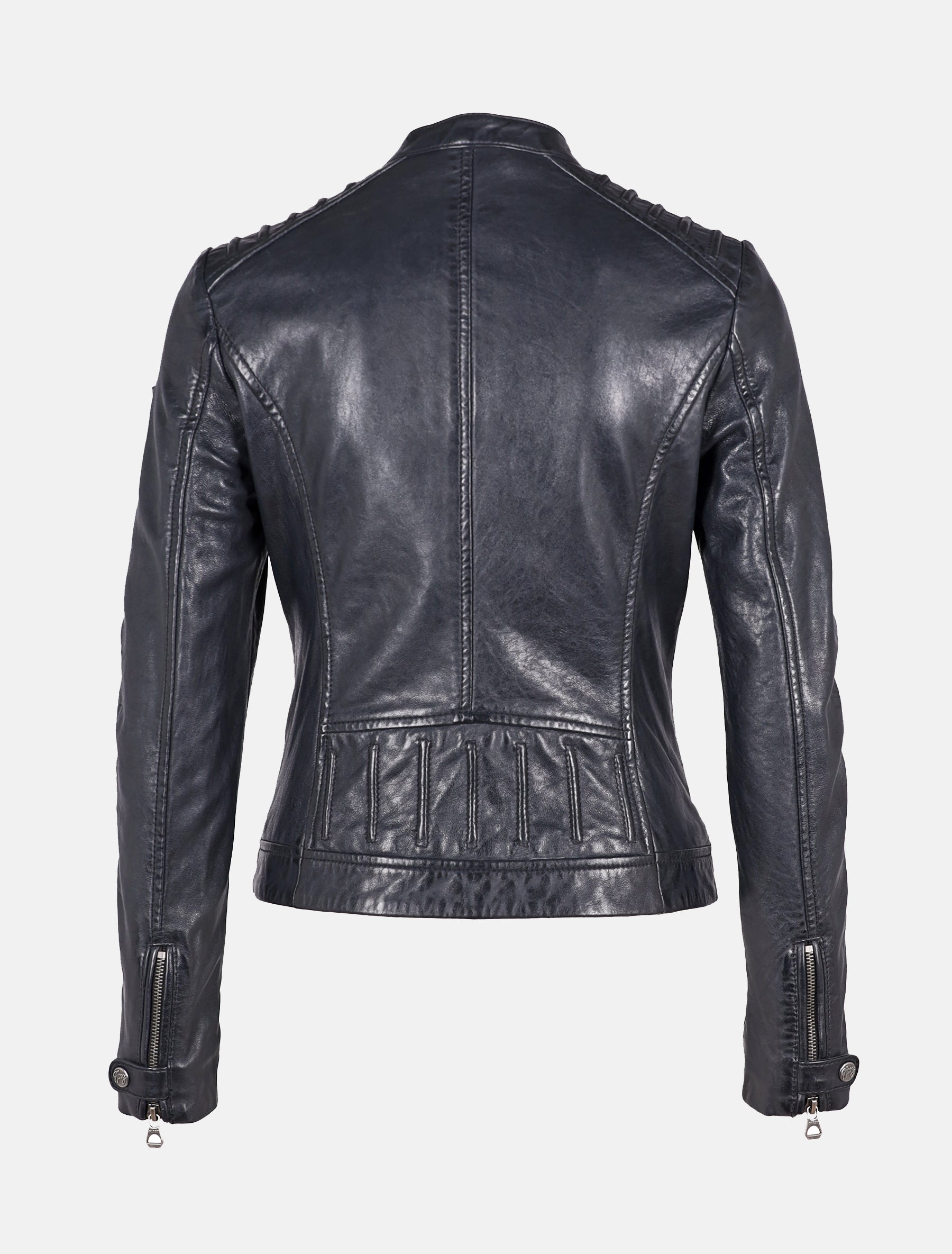 Damen Biker Lederjacke mit gesteppten Schultern - GGSalla NZLV in schwarz