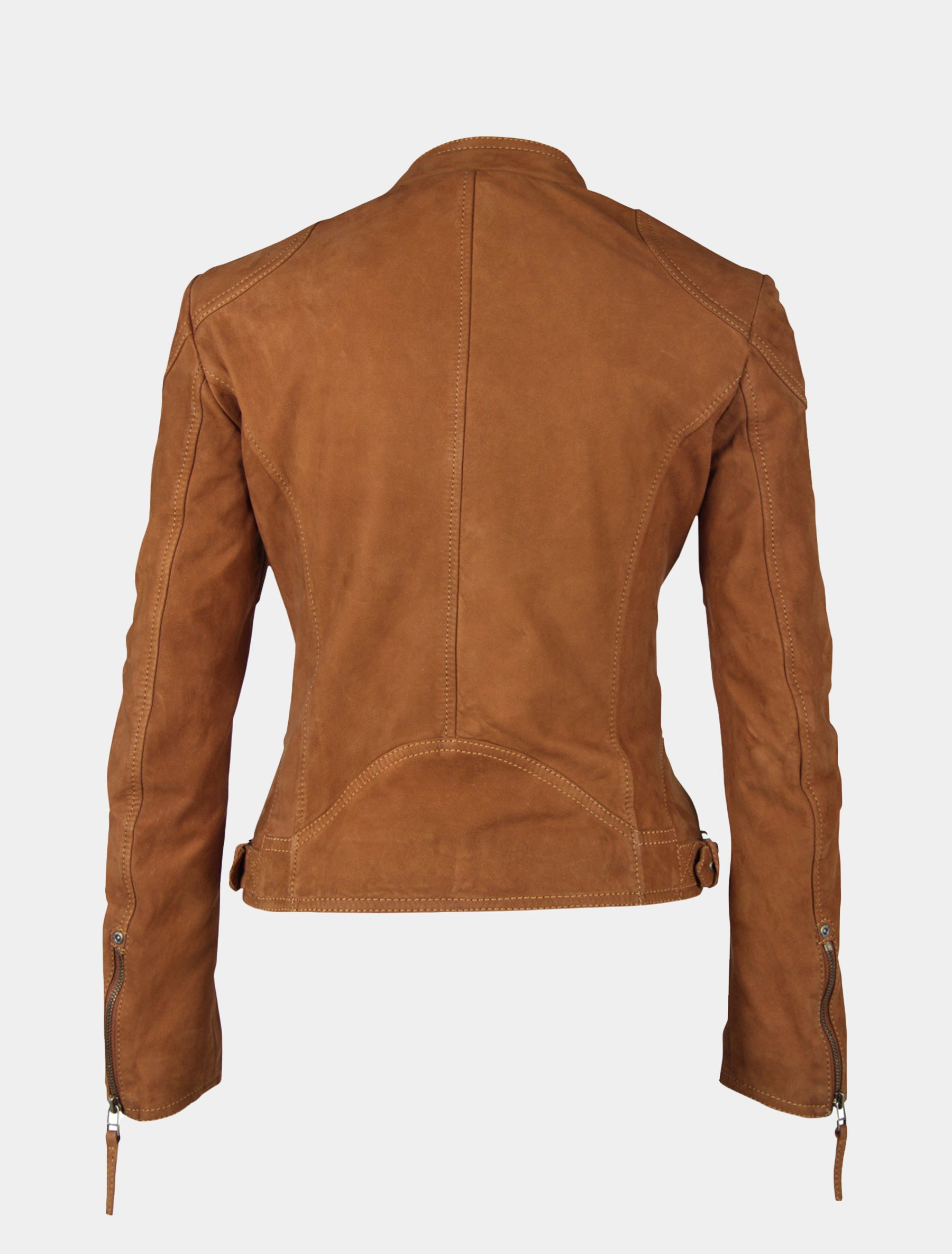 Klassische Damen Biker Lederjacke aus Nubukleder - GGShakyra LNUV in cognac