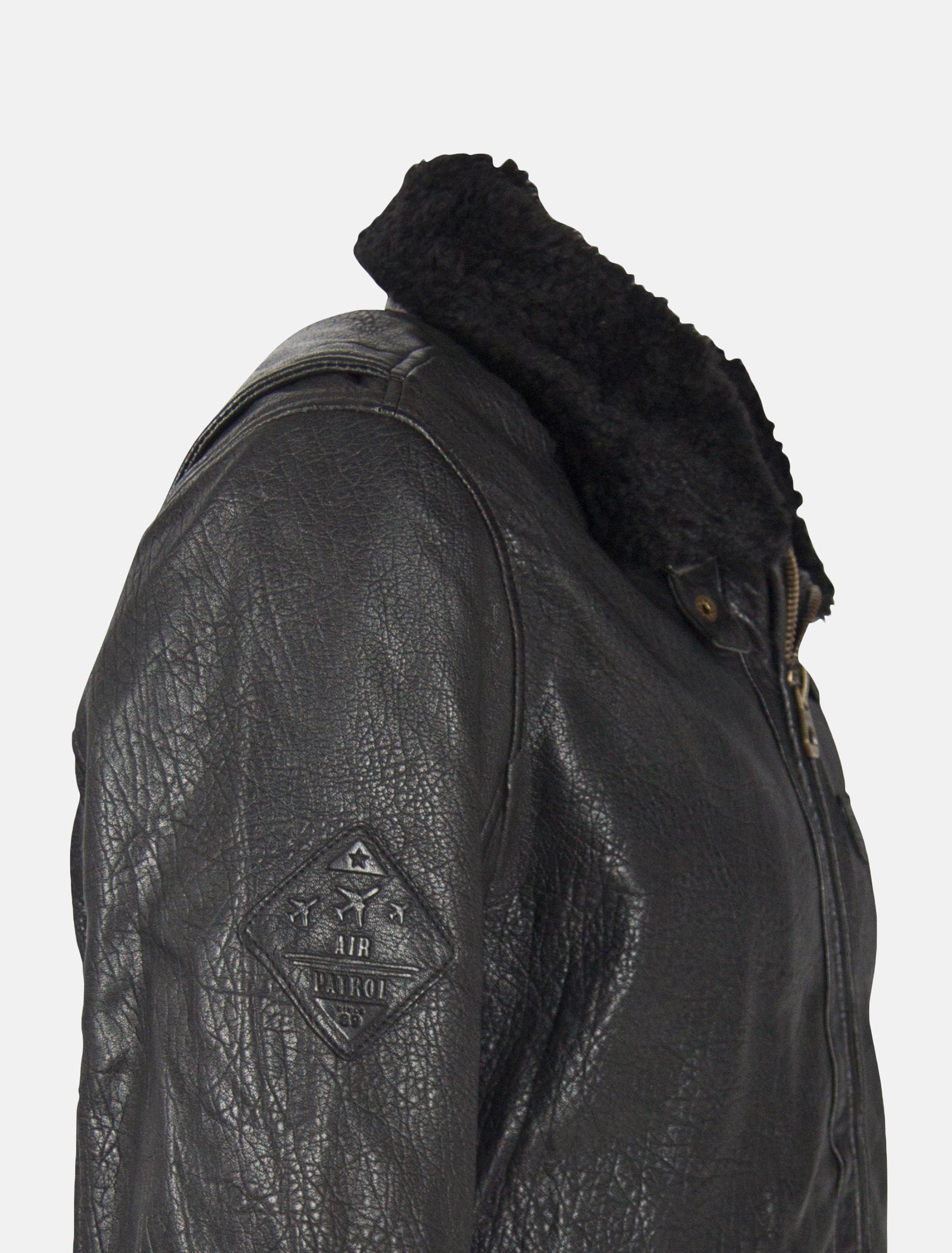 Herren Flieger Lederjacke Lederblouson mit Lammfell Kragen - GMCanjon LAMAV W in schwarz antik