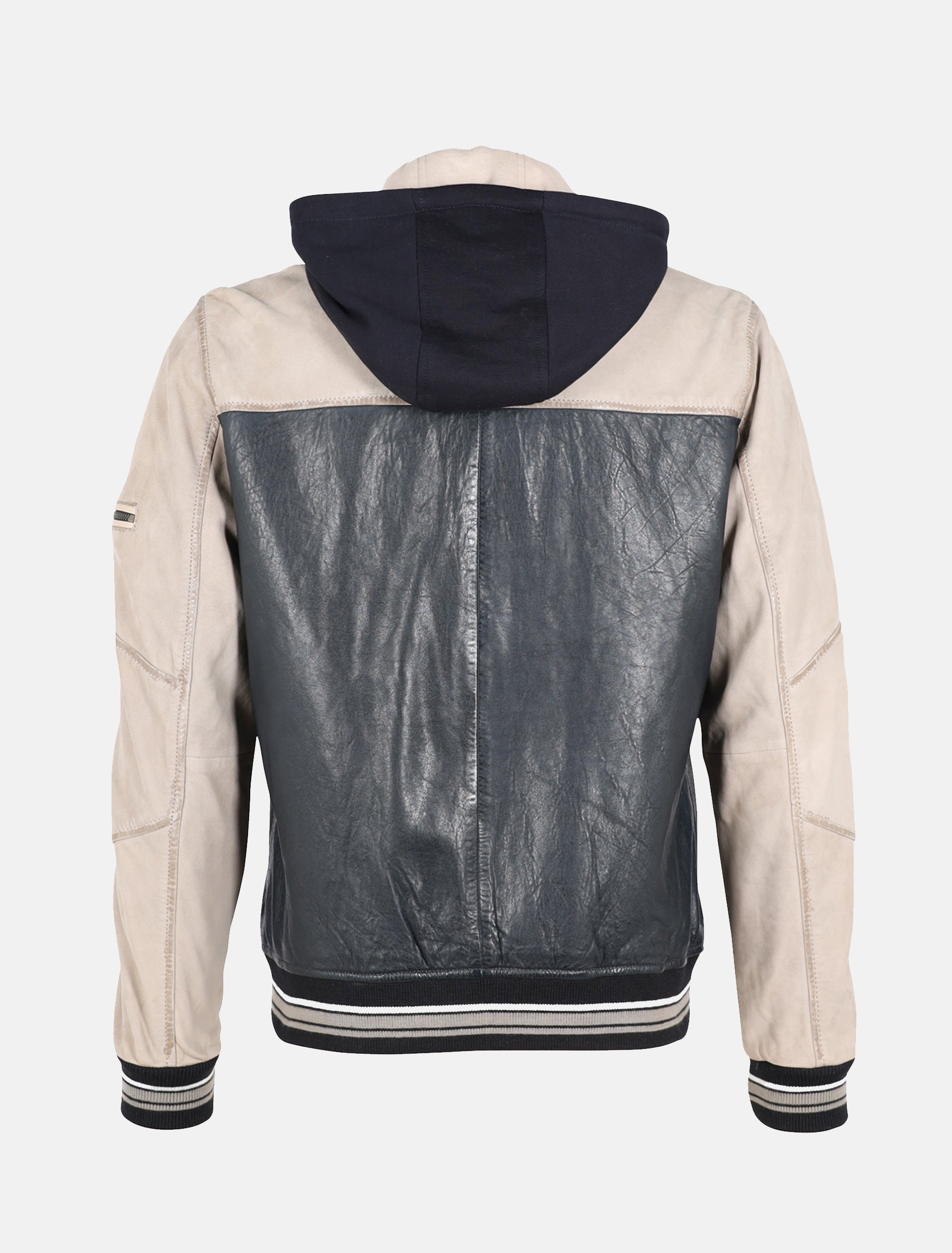 Herren Lederjacke Leder Blouson im Bikerstil - GMCrombo LAORV/LN in silver grey
