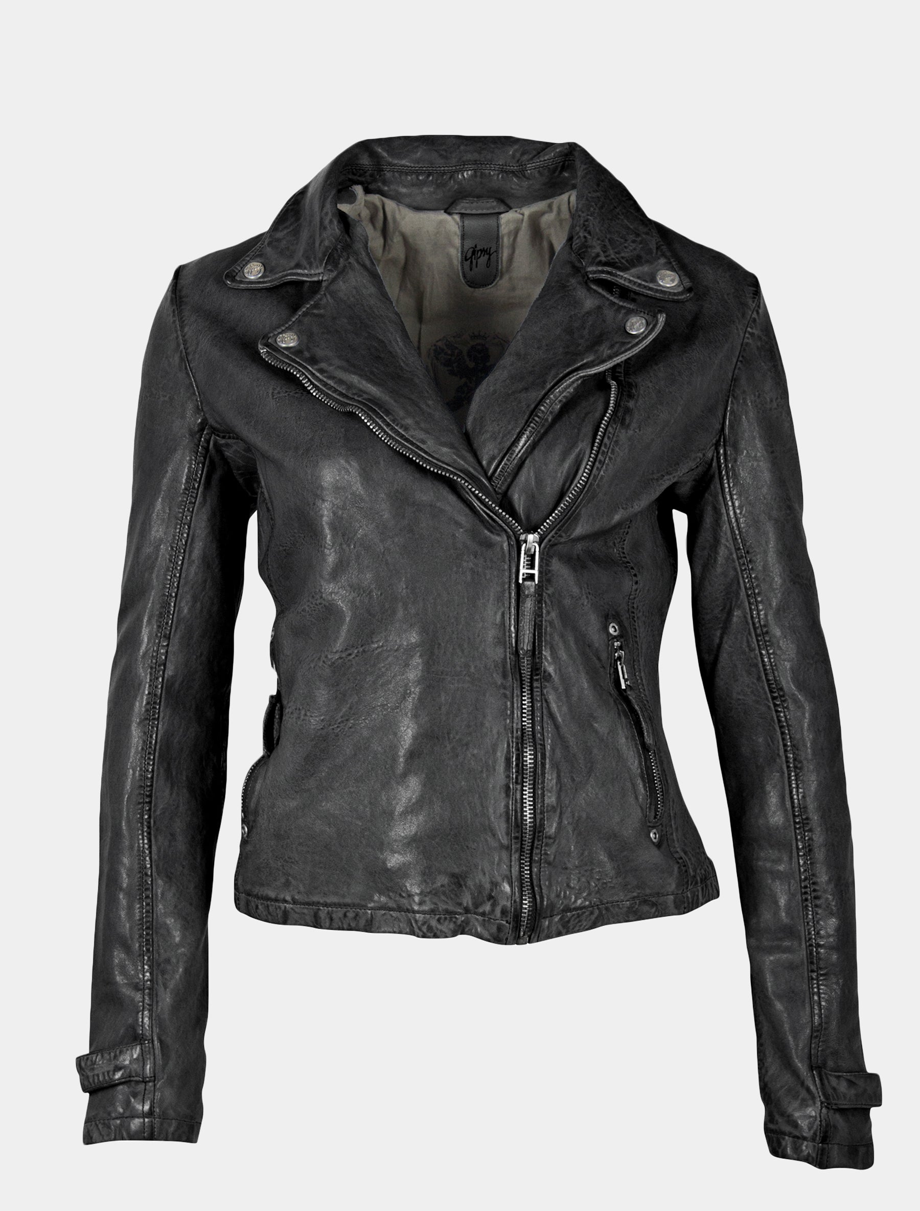 Klassische Damen Biker Lederjacke mit Stepp-Partien - GWCeta LDAV in schwarz