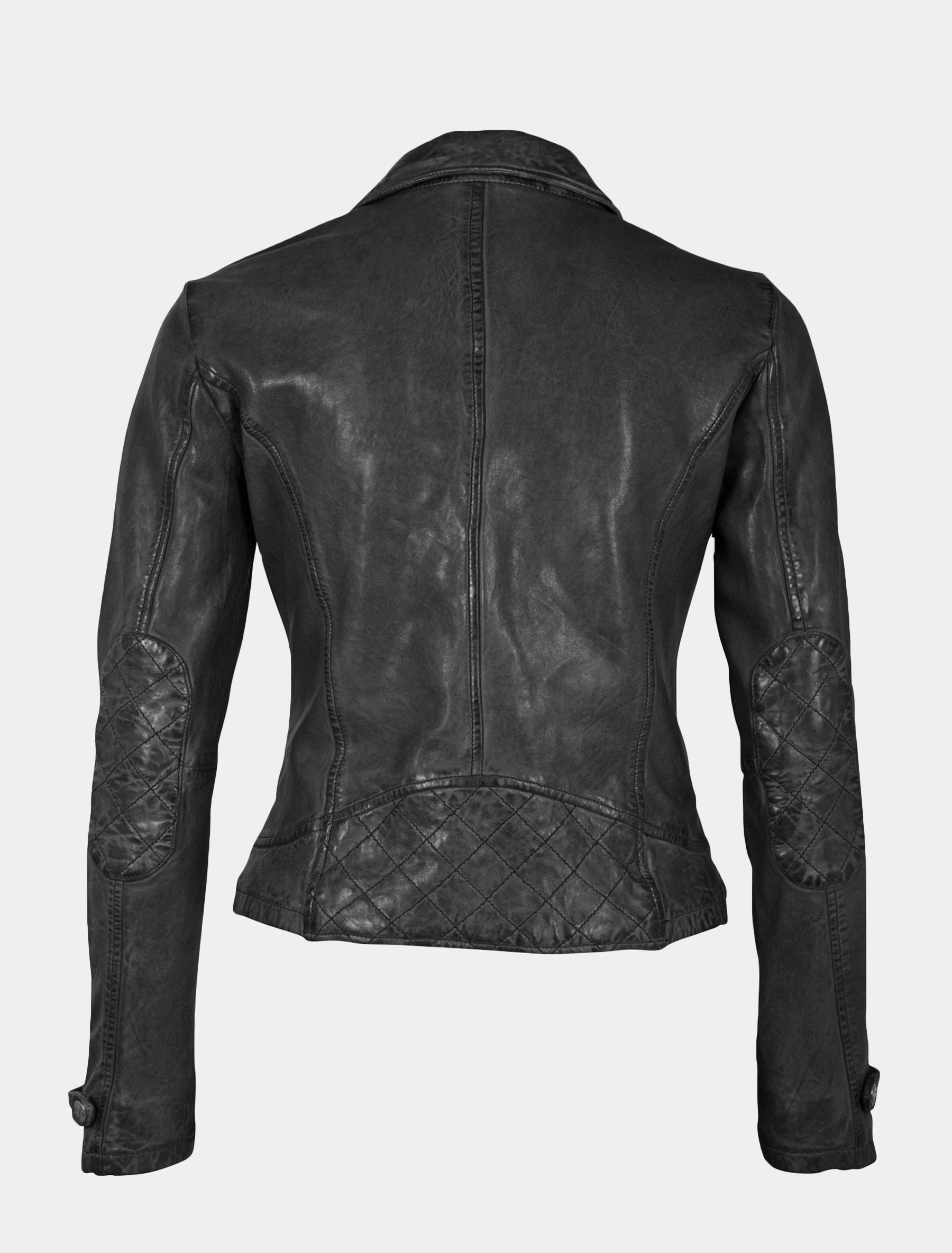 Klassische Damen Biker Lederjacke mit Stepp-Partien - GWCeta LDAV in schwarz