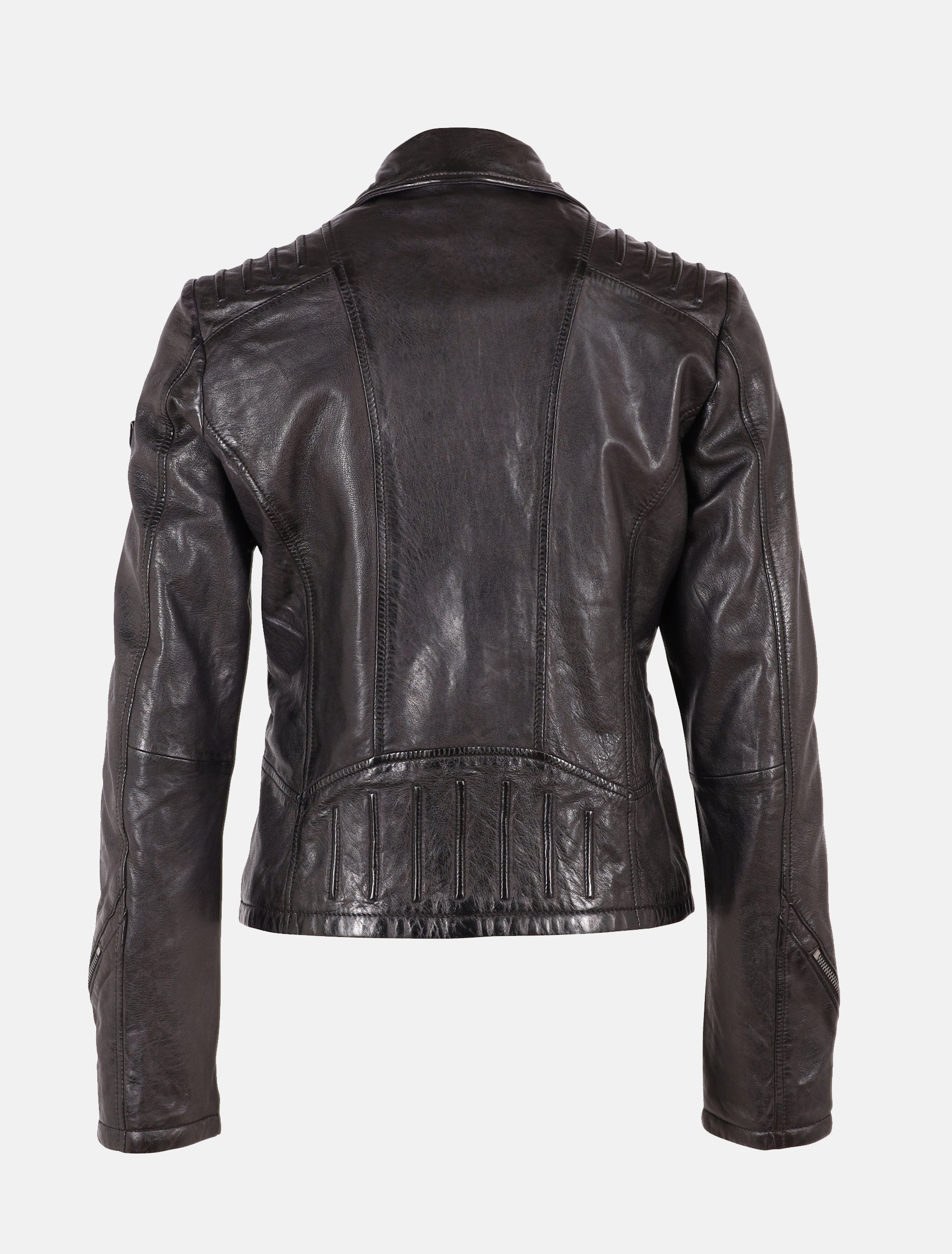 Damen Biker Lederjacke im Used Look mit Reverskragen - GWFlori LATIMV in schwarz