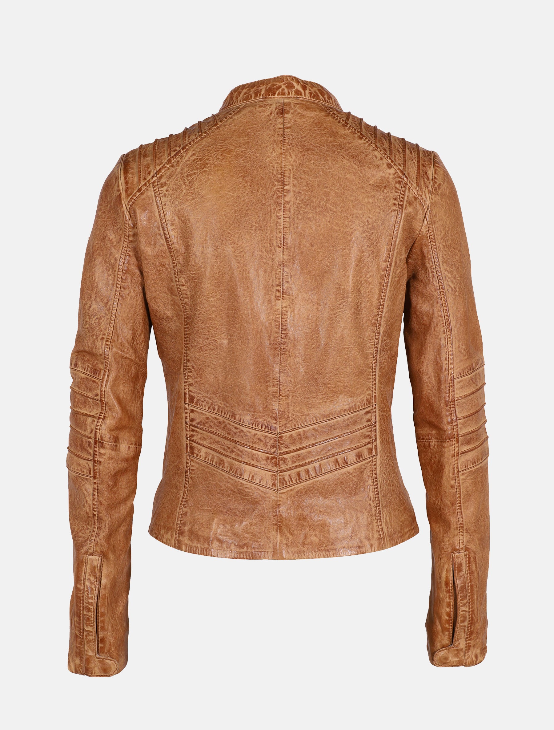 Kurze sportliche Damen Lederjacke mit Steppung - GWJuana S22 LONTV in camel