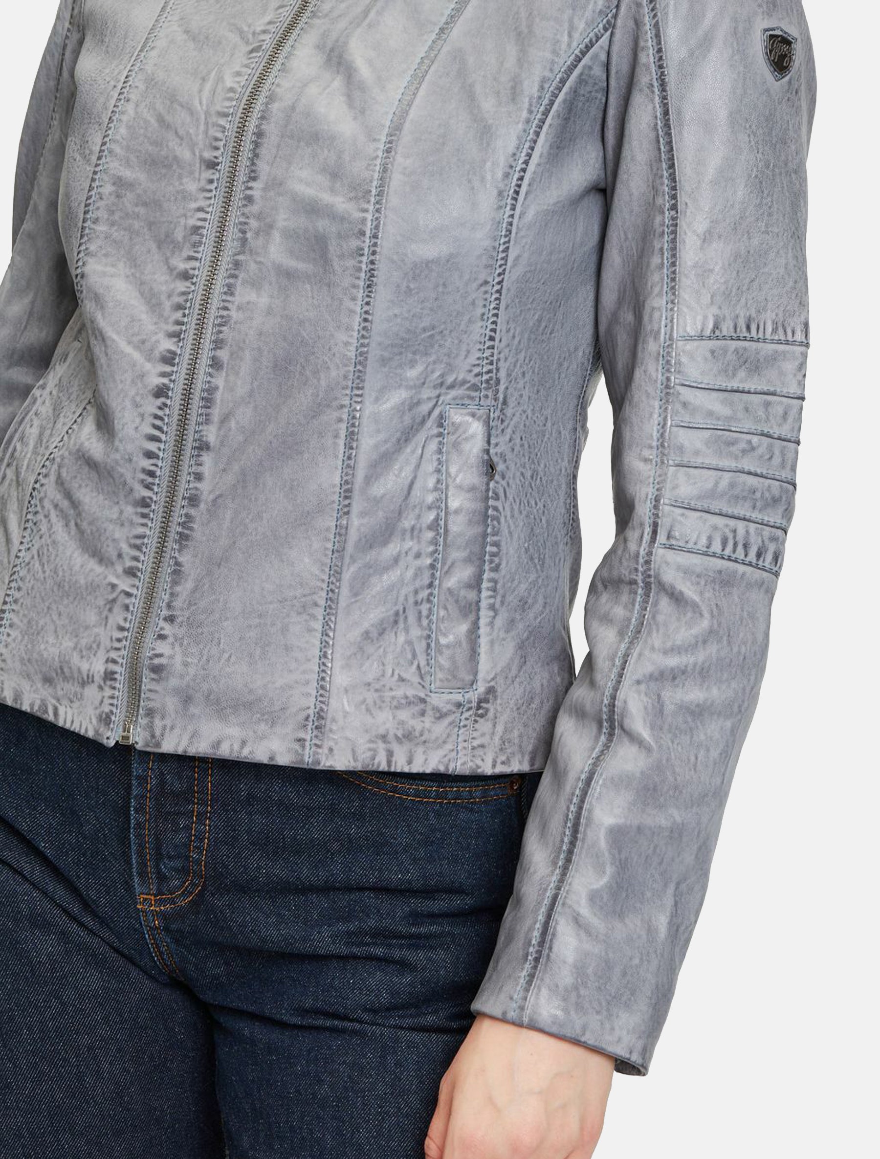 Kurze sportliche Damen Lederjacke mit Steppung - GWJuana S22 LONTV in light blue