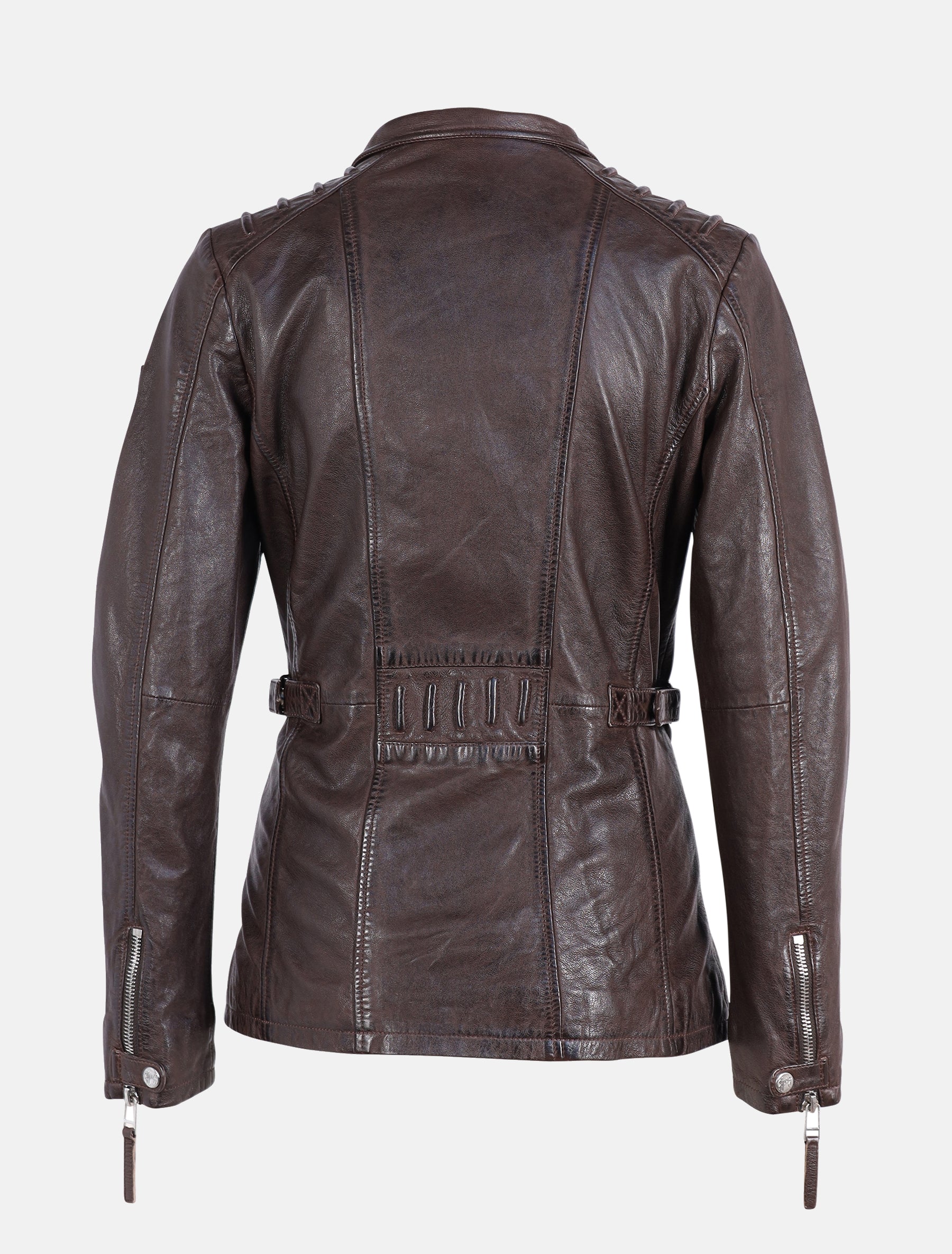 Mittellange Damen Biker Lederjacke - GWScandel LACUV in braun