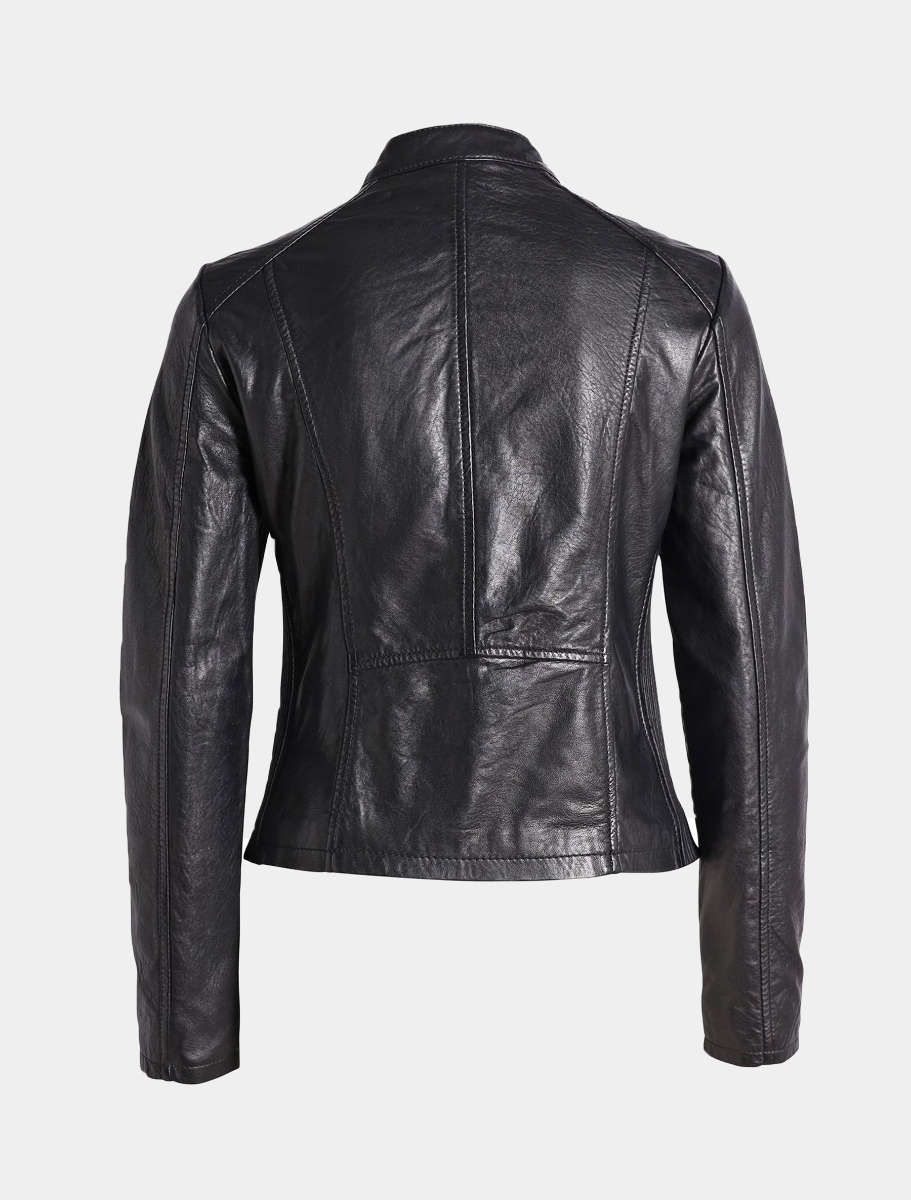 Klassische Damen Biker Lederjacke - GWShana NSLVV in schwarz