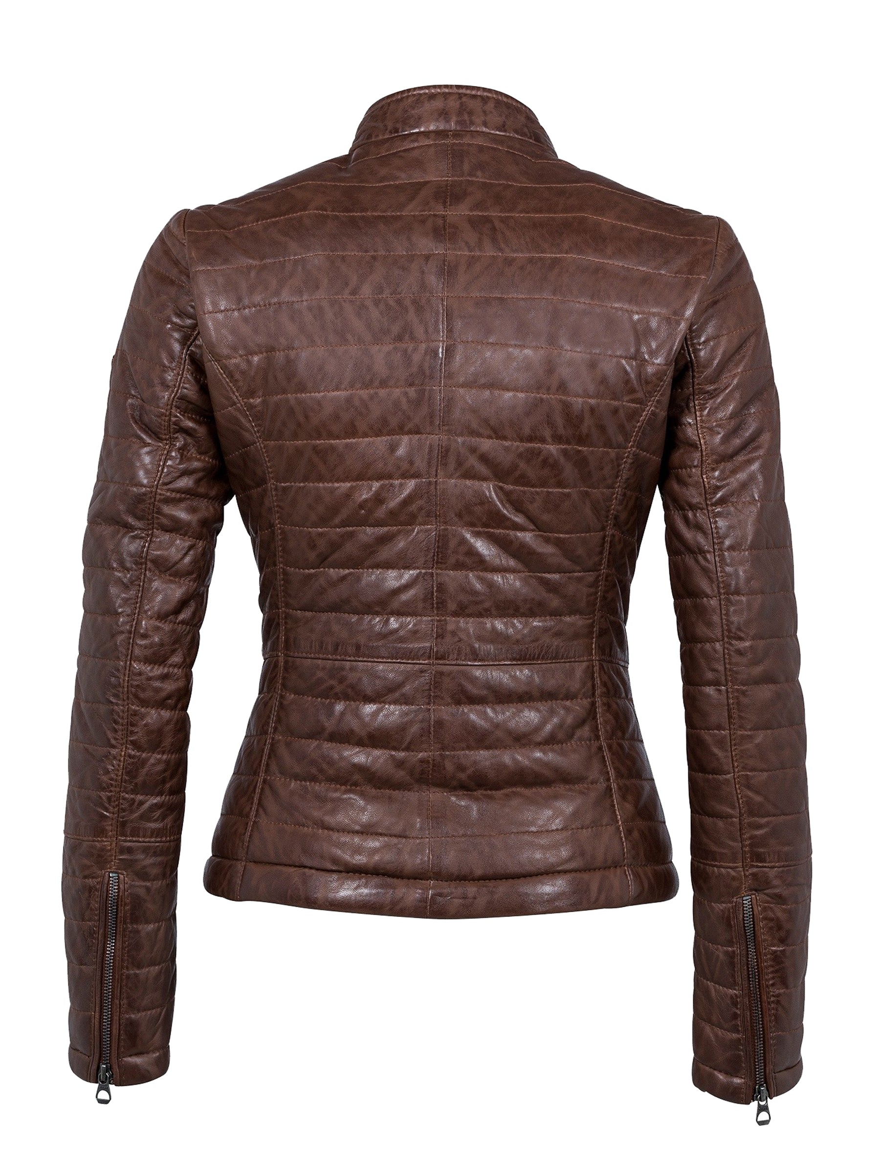 Gesteppte Bikerjacke für Damen - Gipsy Baya in dark cognac