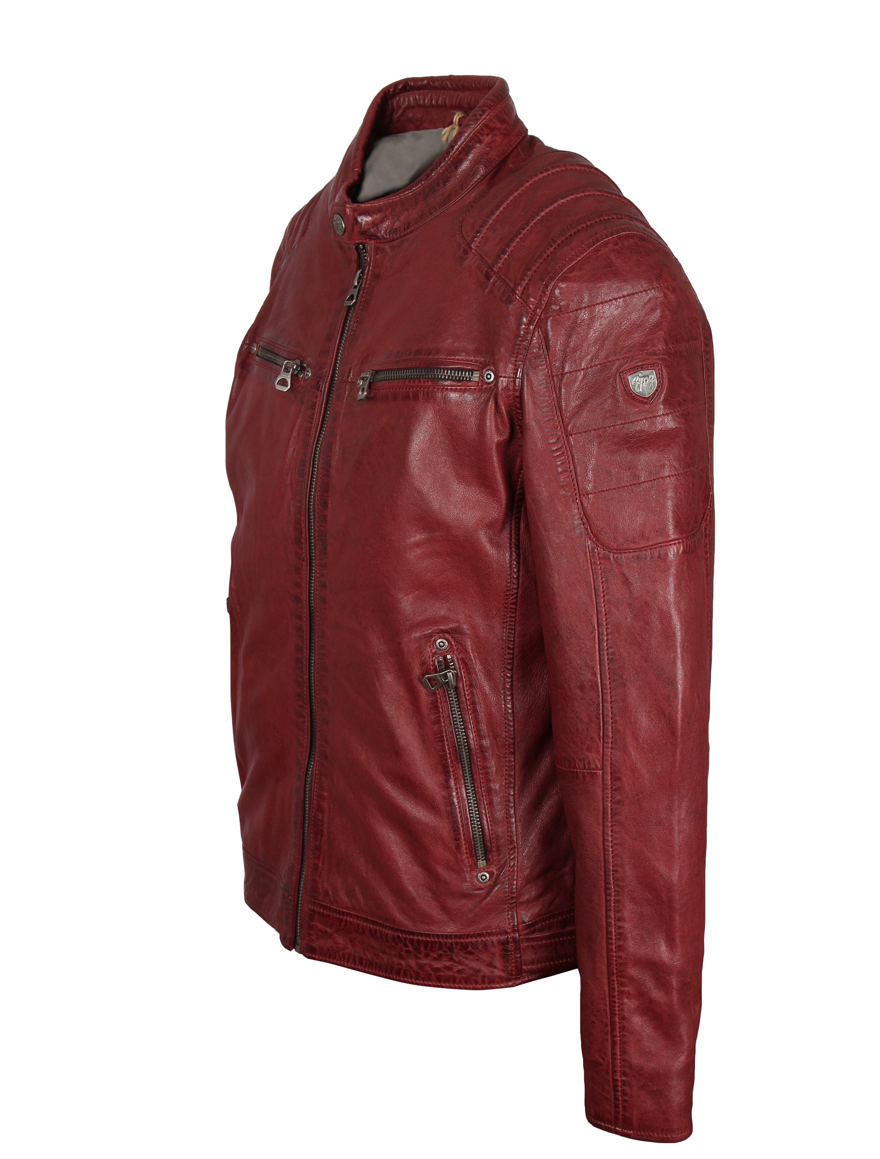 Herren Lederjacke Bikerjacke - Gipsy Camren in ox red