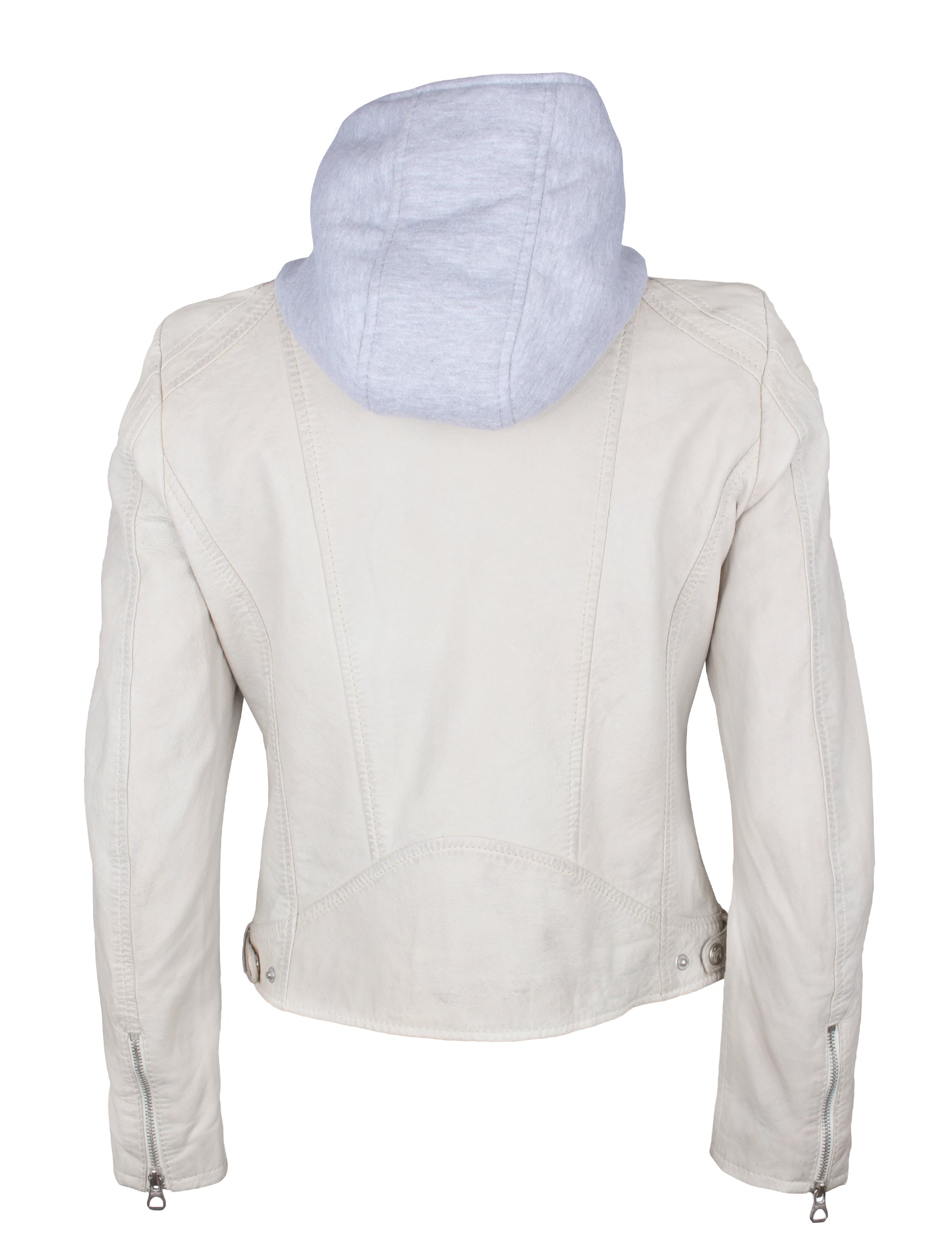 Slim Fit Bikerjacke für Damen mit Kapuze - Angy in off white