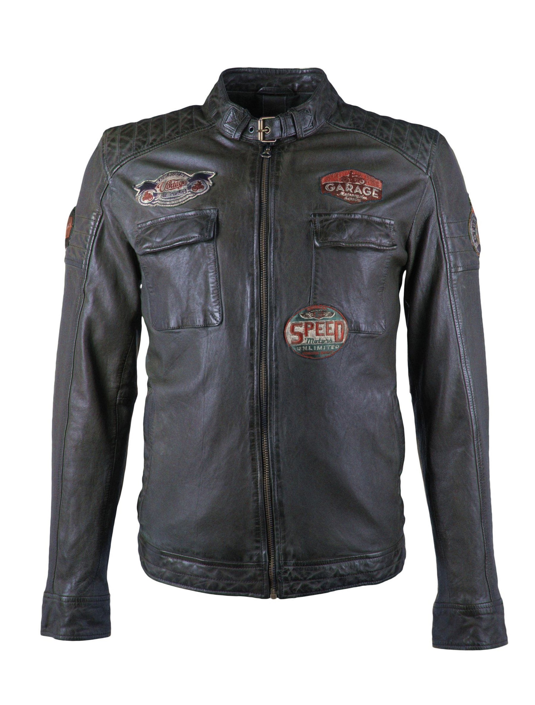 Herren Leder Bikerjacke von Gipsy - Mansun in navy