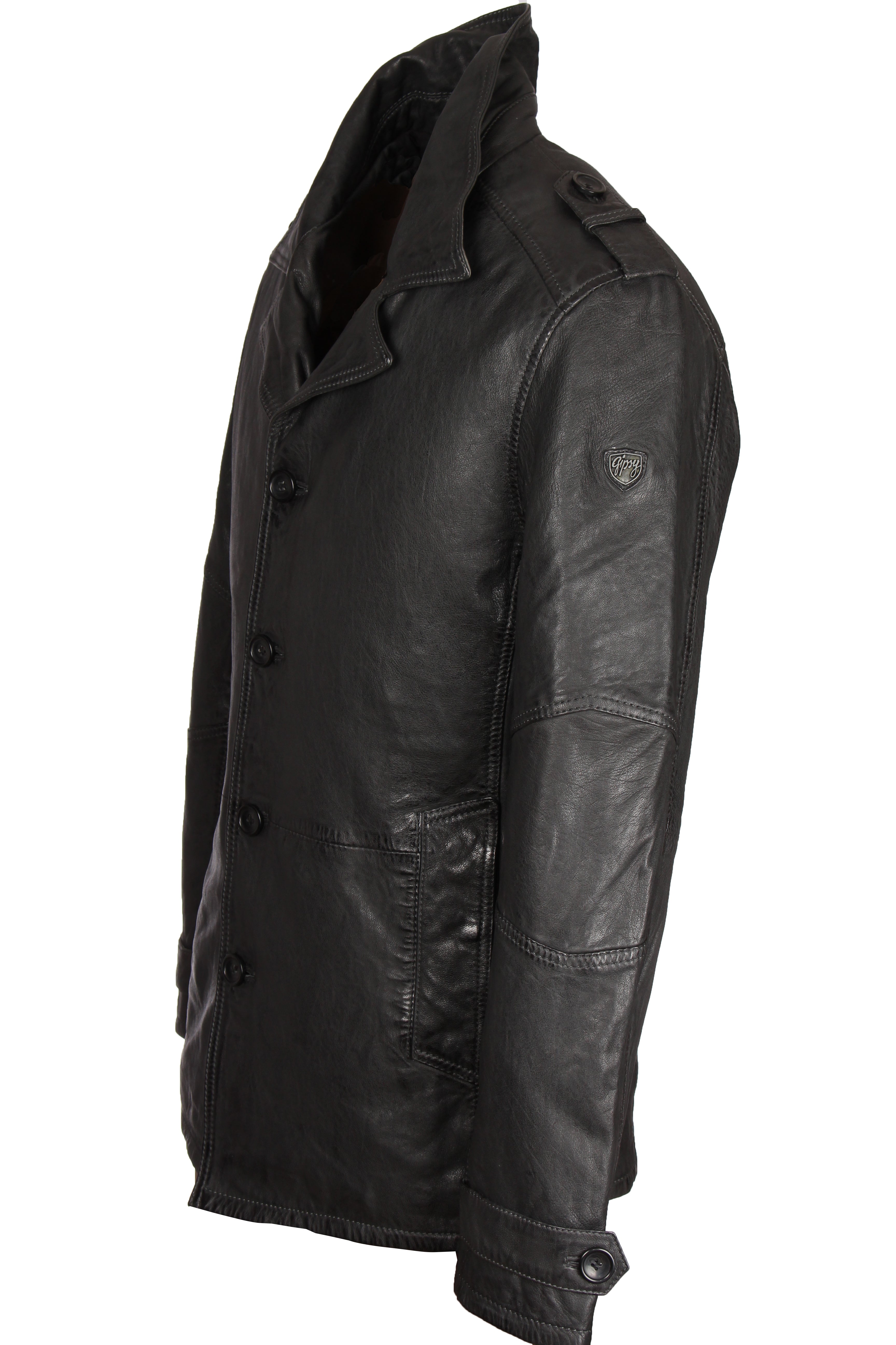 Gipsy Herren Langjacke aus Leder - Mic in graphite