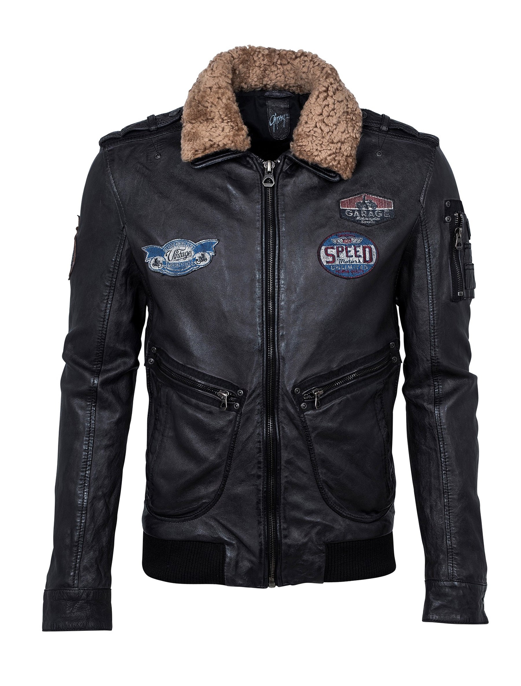 Herren Leder Blouson im Piloten Stil - Gipsy Pilot in schwarz