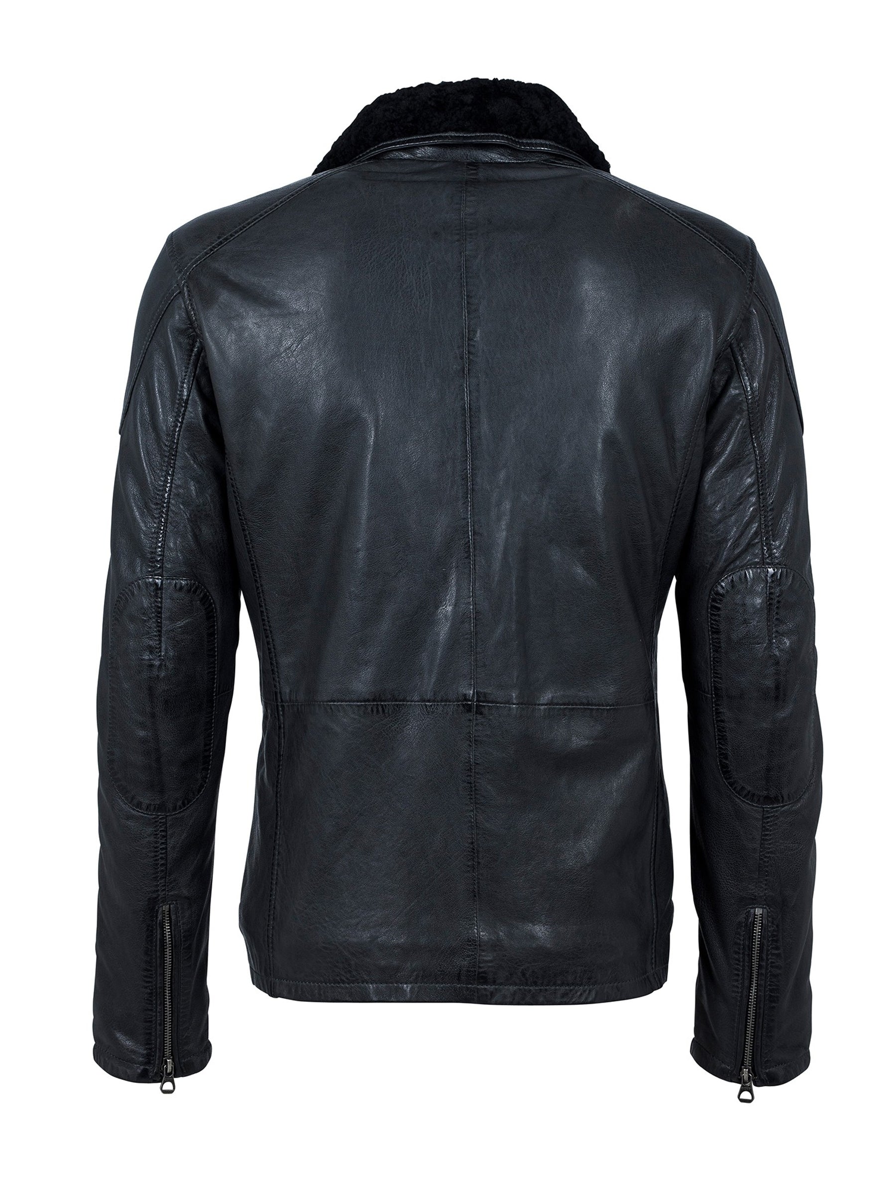 Gipsy Herren Lederjacke mit Lammfellkragen - Casen in graphite