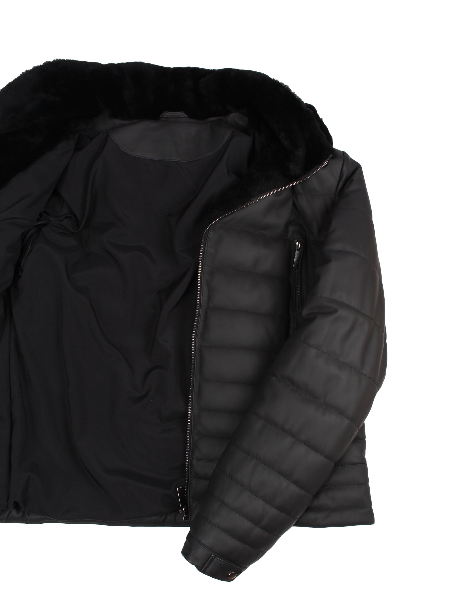 Herren Lederjacke mit Lammfell Kapuze und Kragen - Lolus Canada