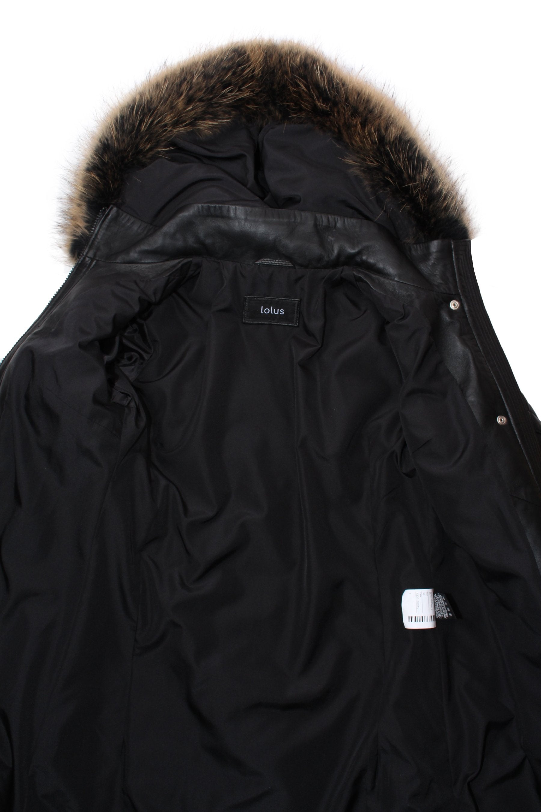 Damen Ledermantel mit abnehmbarer Echtfell Kapuze - Lara in schwarz