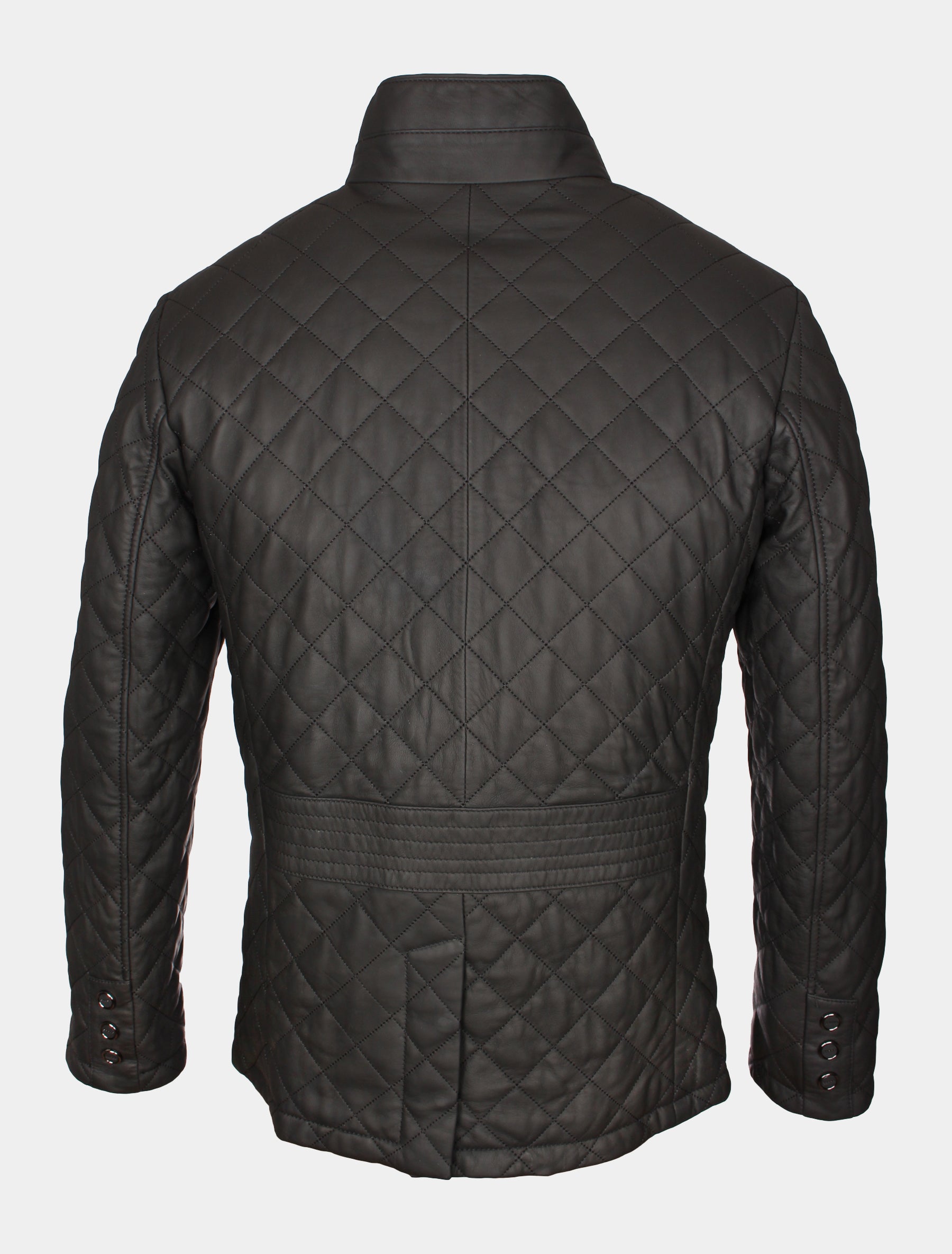 Gesteppte Herren Lederjacke Steppjacke aus Lamm Leder - Leno in schwarz schwarz