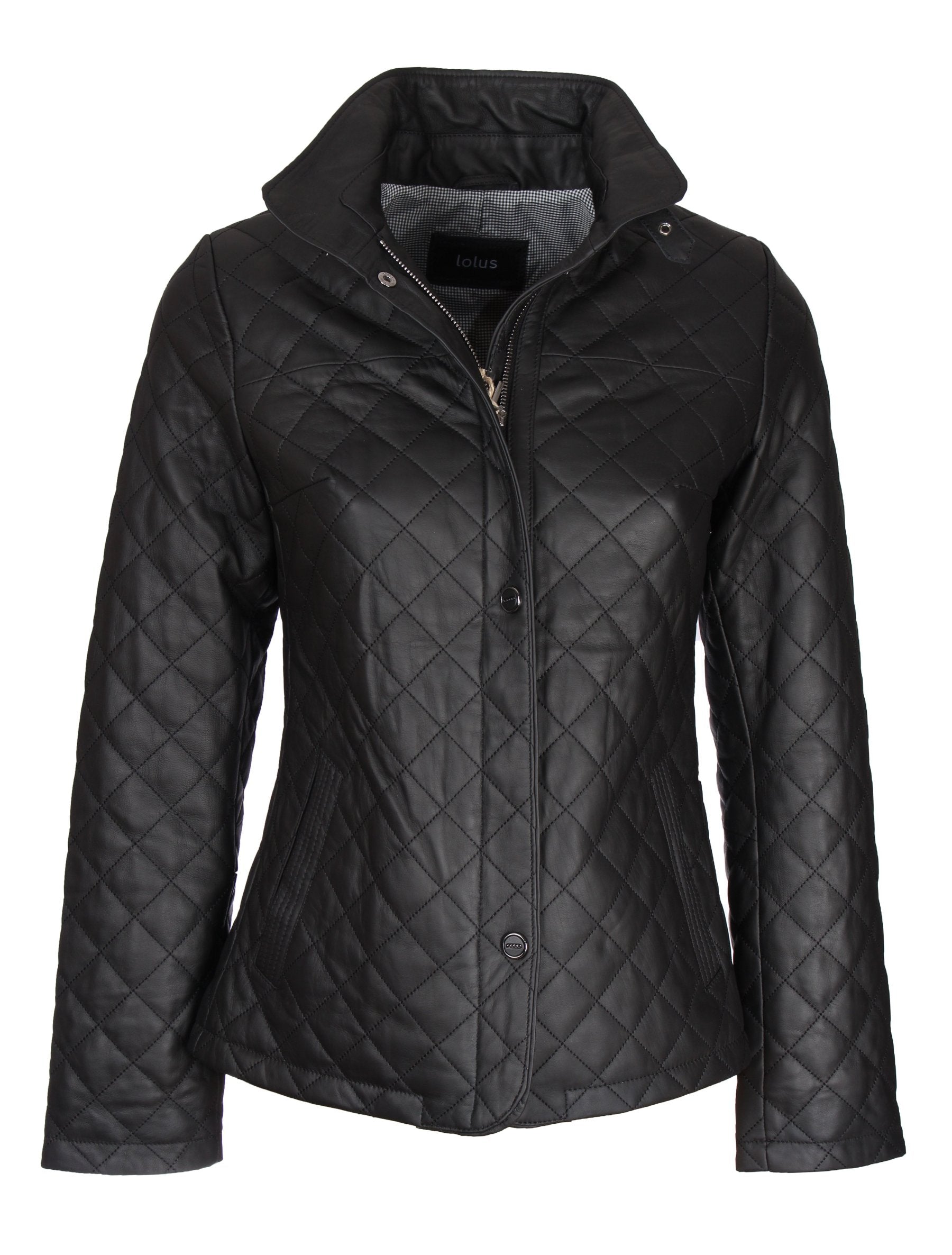 Damen Steppjacke Lederjacke im klassischen Stil - Lolus Selin in schwarz