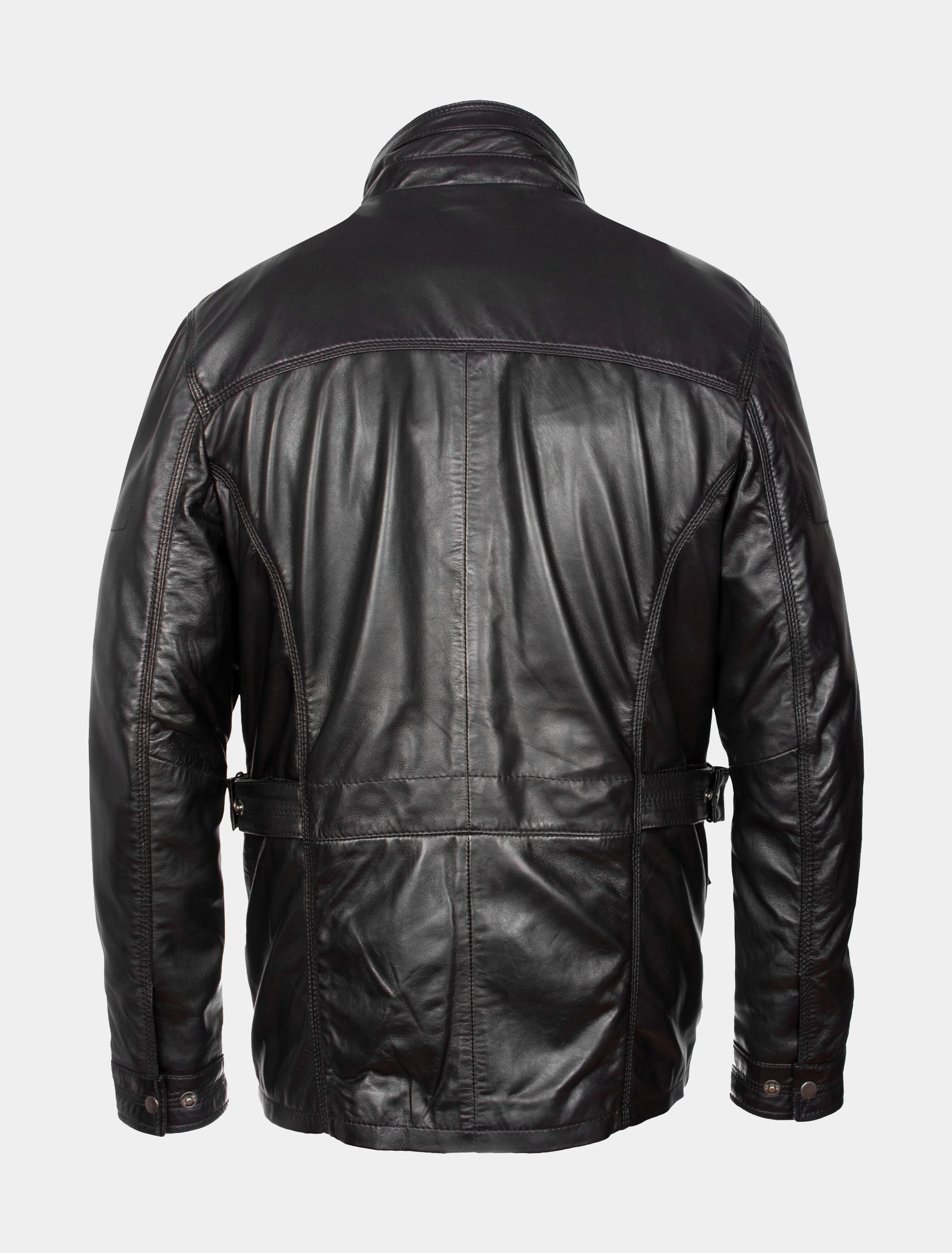 Herren Langjacke lange Lederjacke aus weichem Lammleder mit Taschen - Luis in schwarz