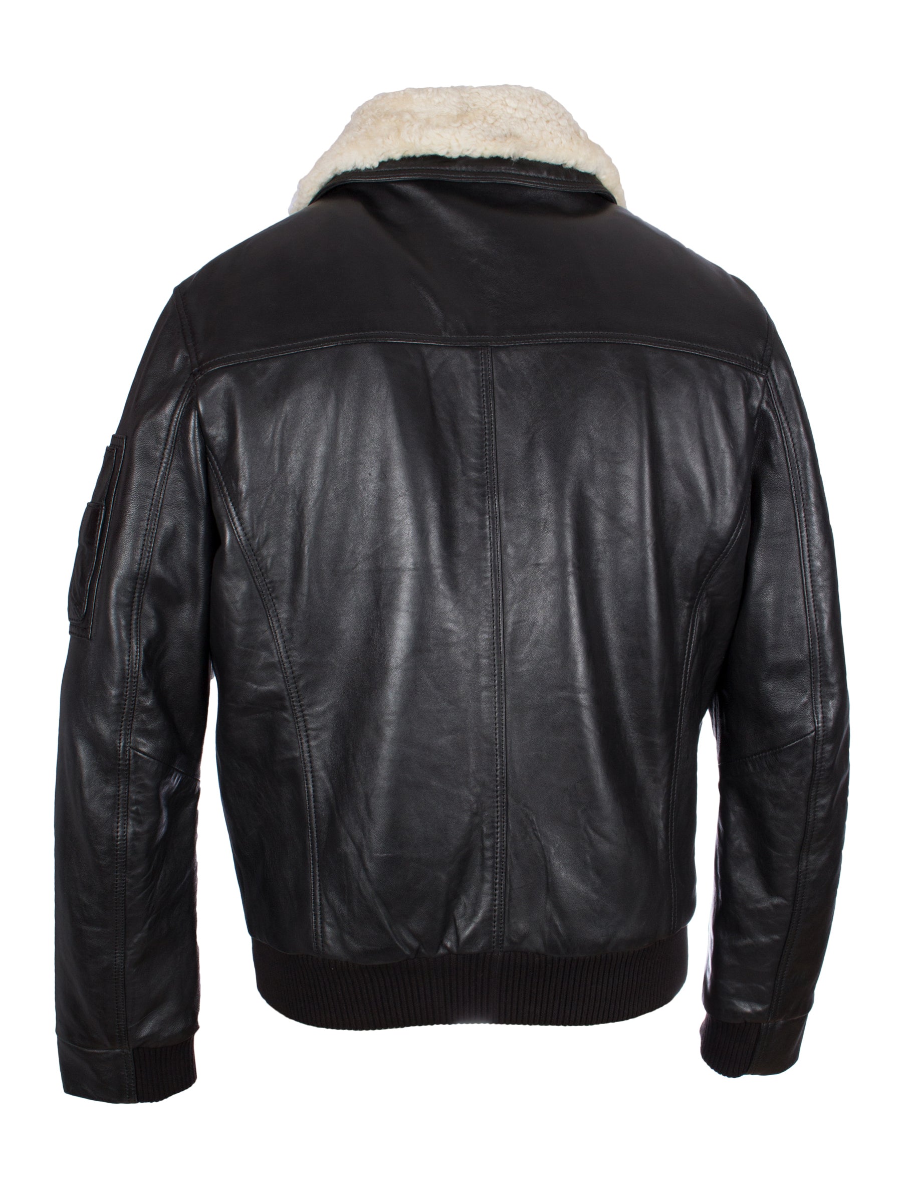 Flieger Lederjacke mit abnehmbarem Kragen von Rockhill - Airplane in schwarz