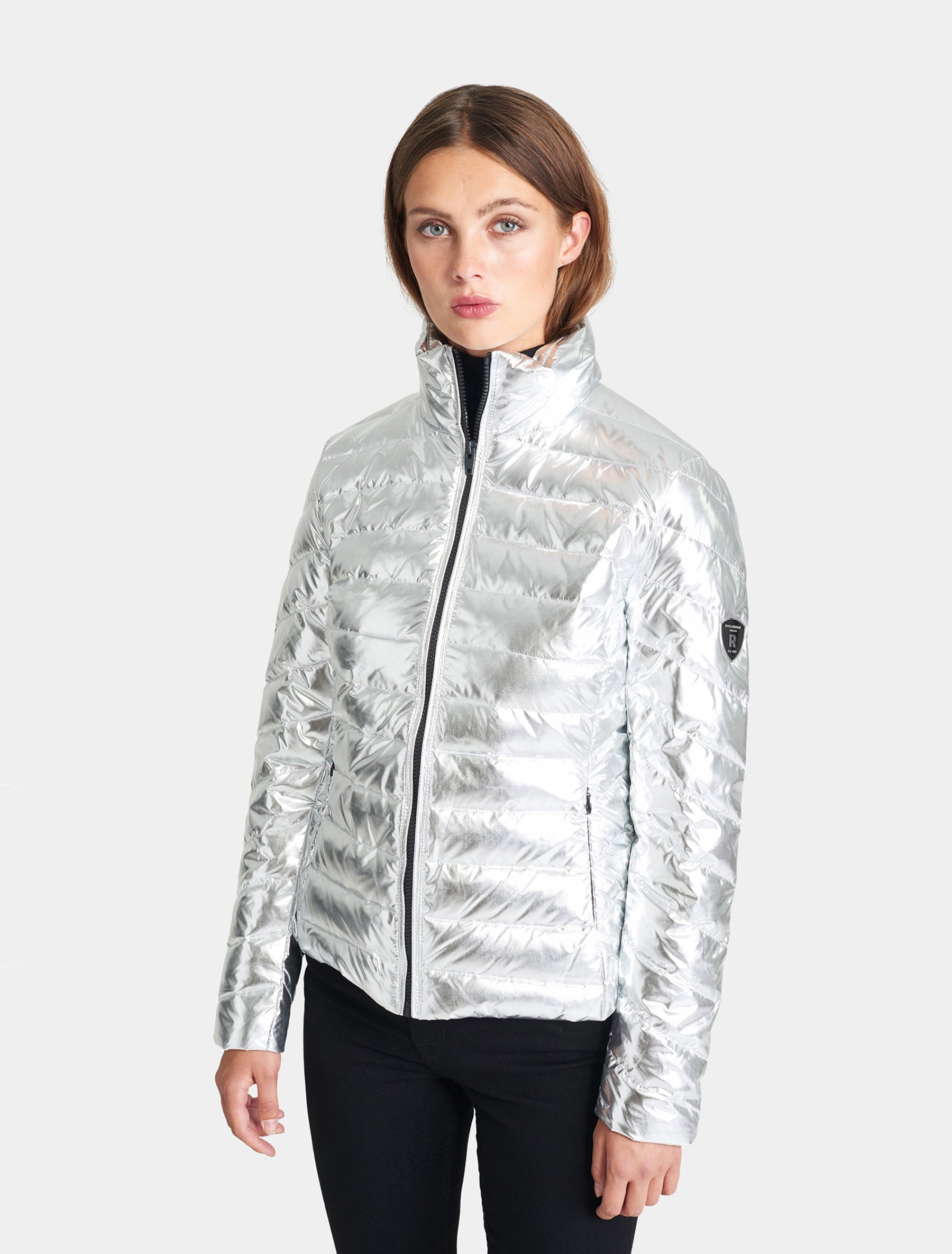 Pufferjacken Silberne Daunenjacke Damen Steppjacke Hilfiger Jacke