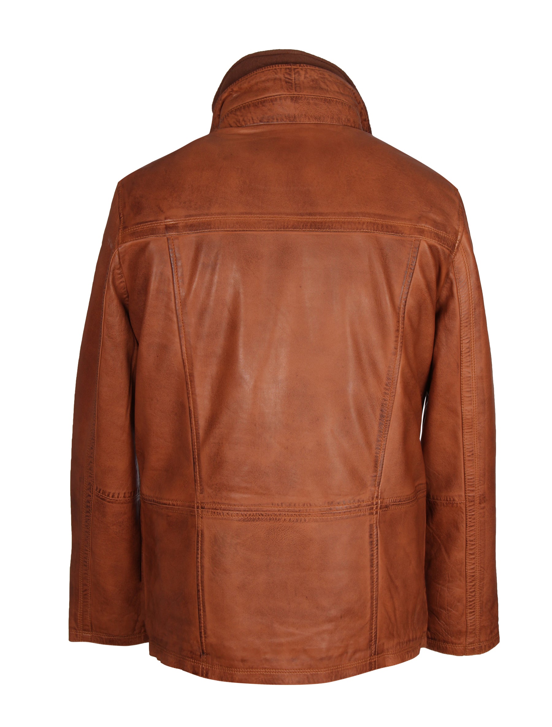 Lange Herren Lederjacke von Rockhill - Eton in cognac