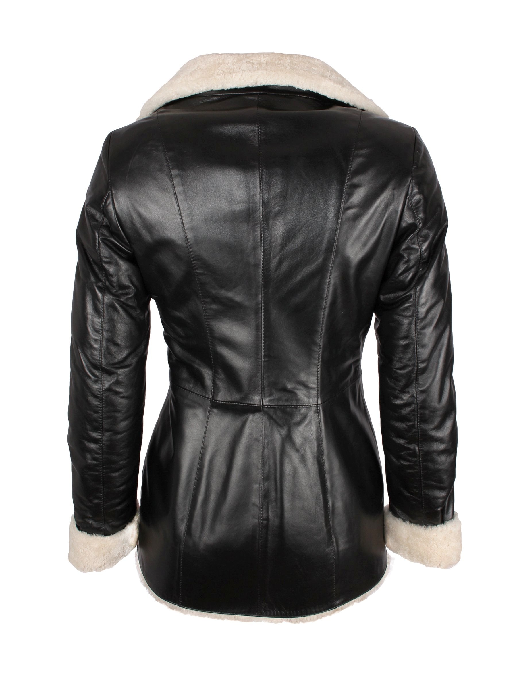 Taillierte Lederjacke mit Lammfellfutter - Jenny - von Lolus