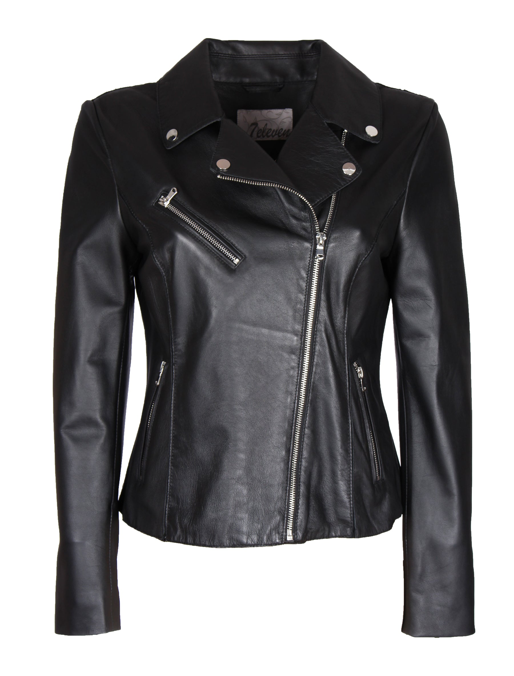 Biker Lederjacke für Damen aus Lammleder von 7eleven - Arona in schwarz