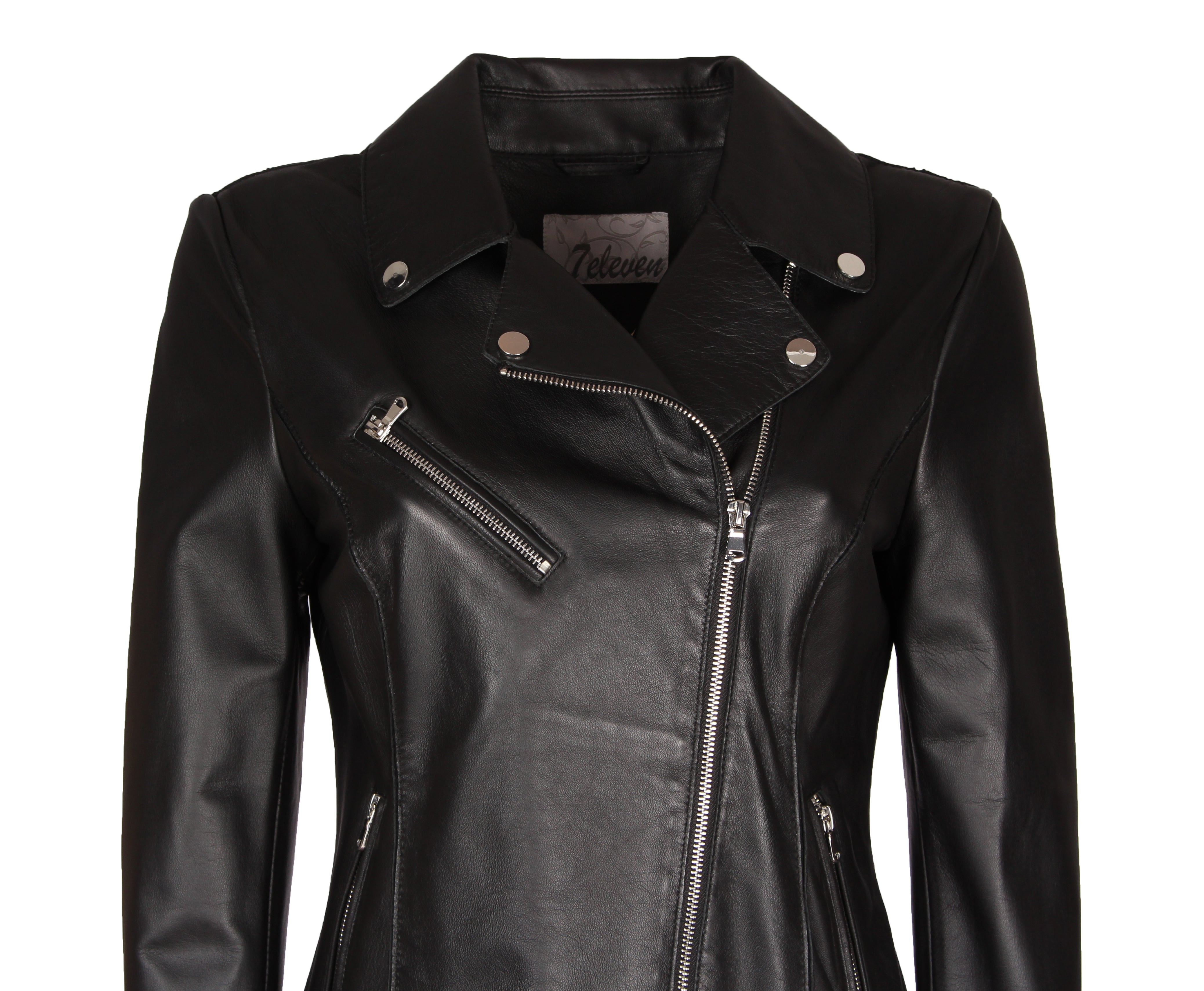 Biker Lederjacke für Damen aus Lammleder von 7eleven - Arona in schwarz