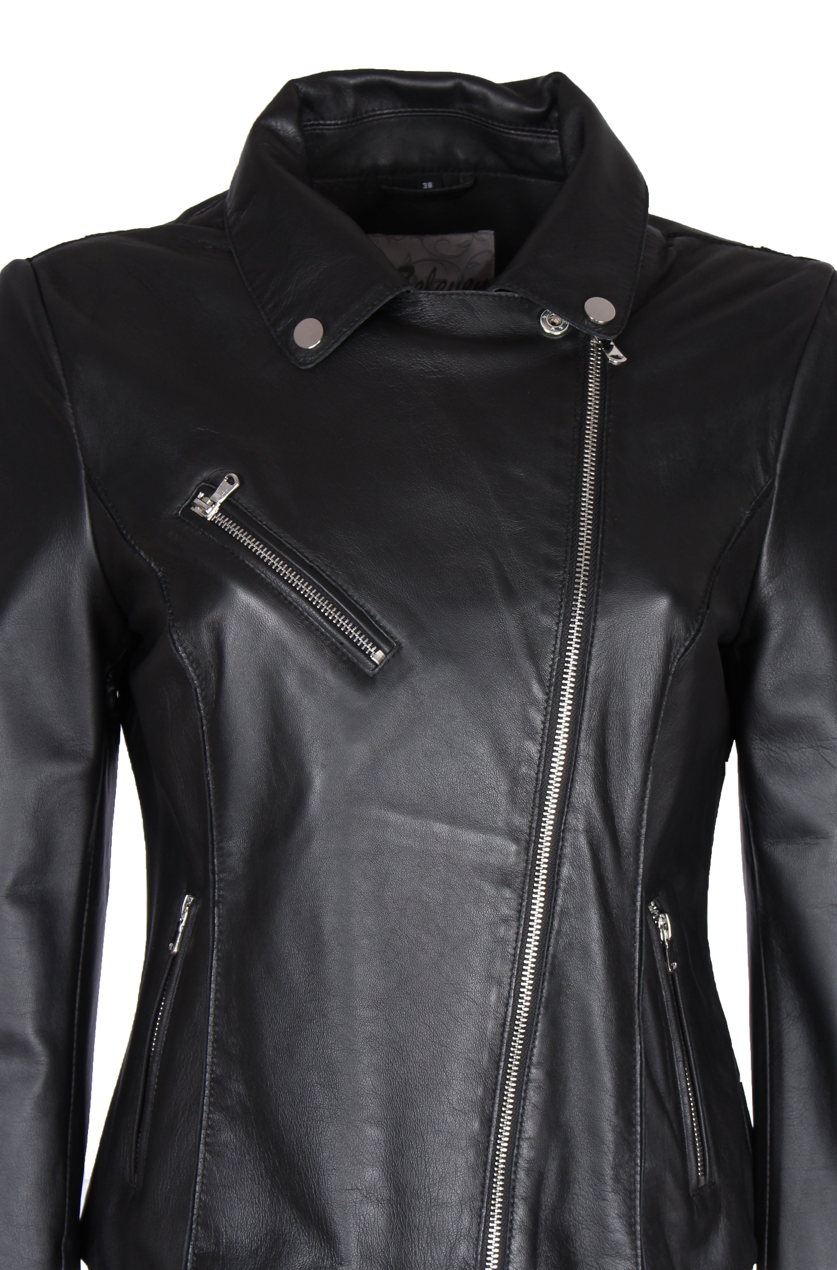 Biker Lederjacke für Damen aus Lammleder von 7eleven - Arona in schwarz