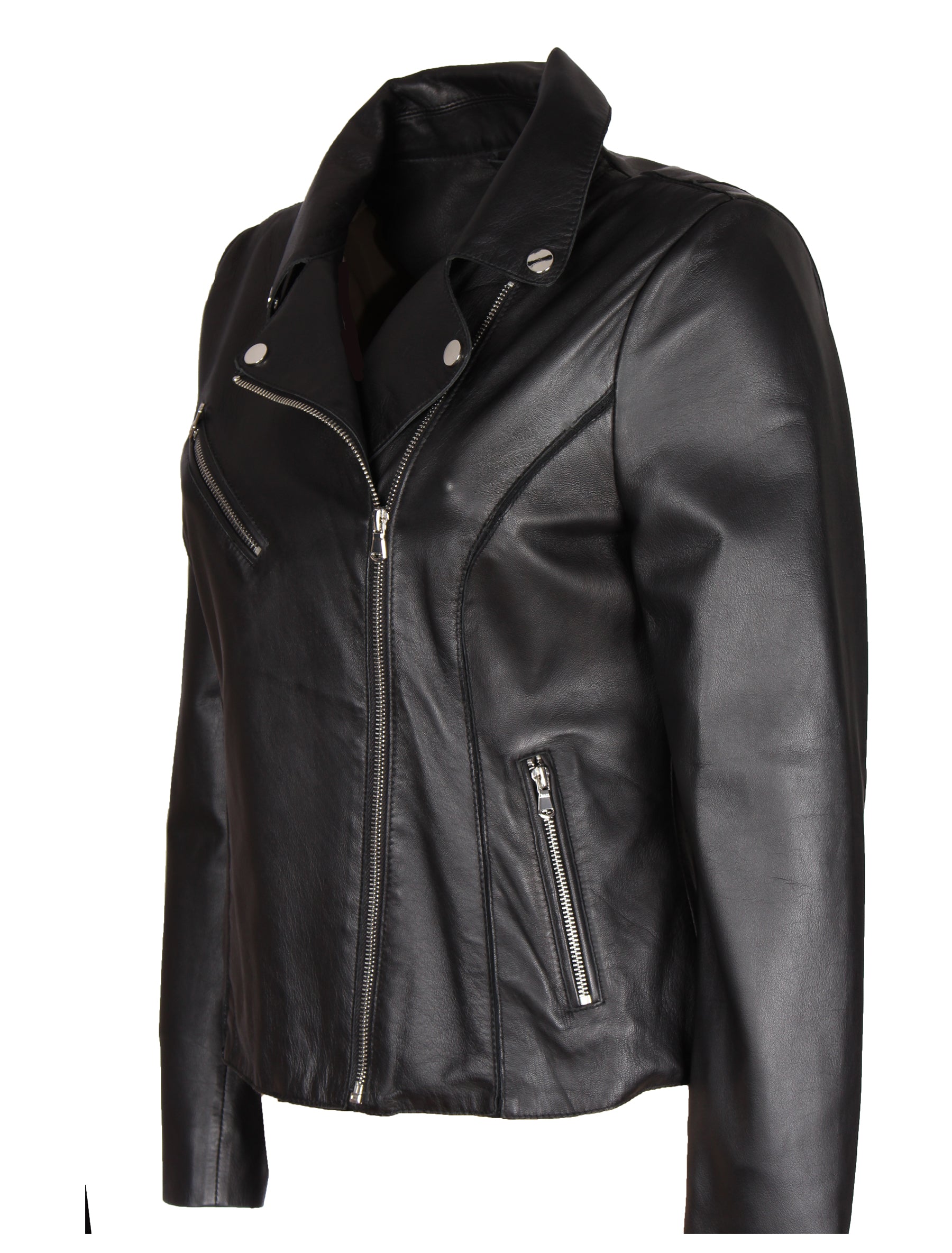 Biker Lederjacke für Damen aus Lammleder von 7eleven - Arona in schwarz