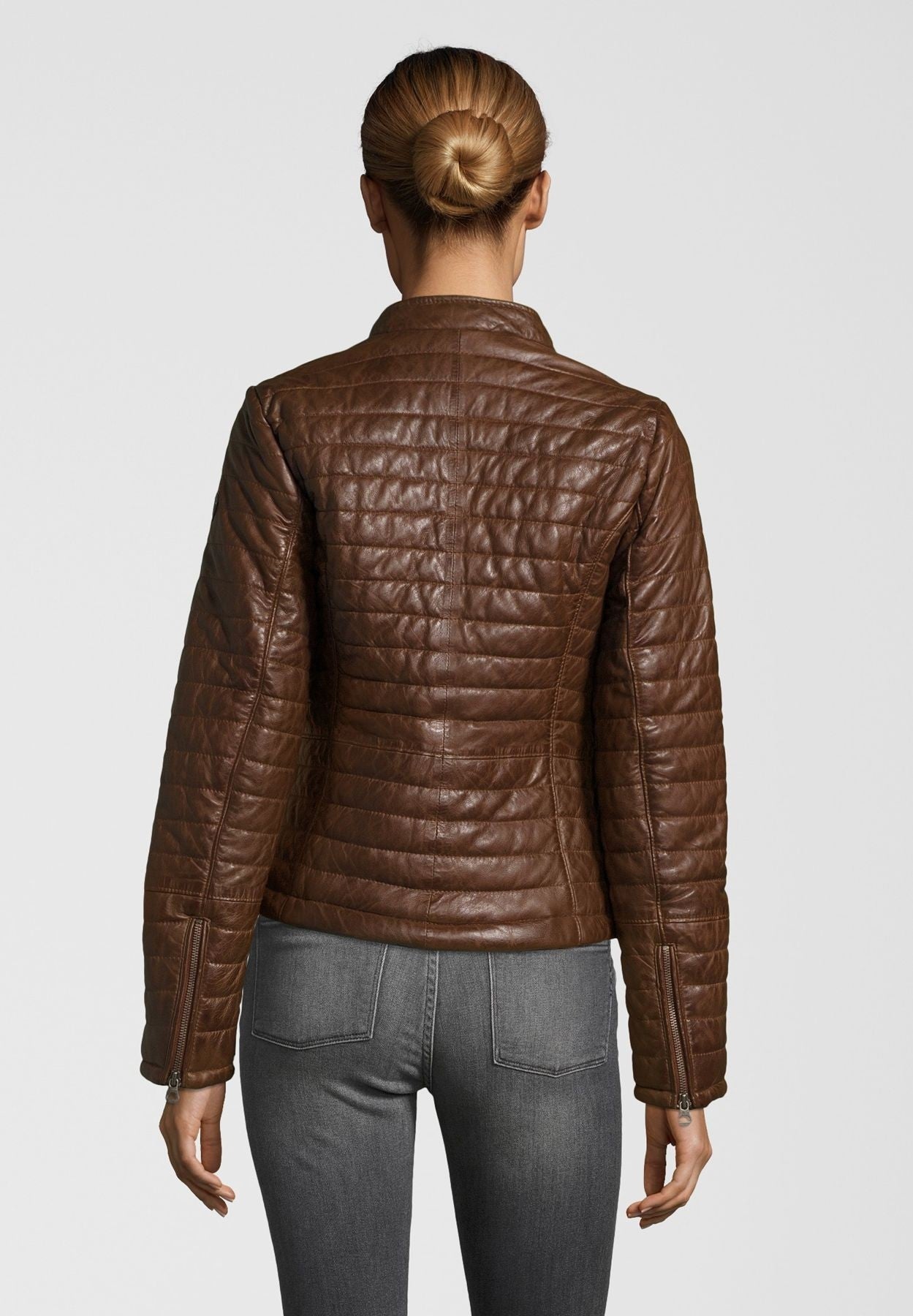 Gesteppte Bikerjacke für Damen - Gipsy Baya in dark cognac