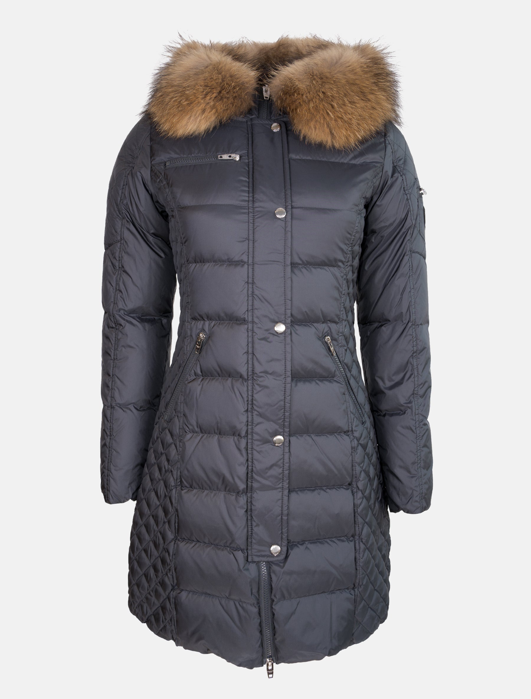 Mantel Daunenjacke Echtfell Kapuze Damen Parka Dicke Winterjacke