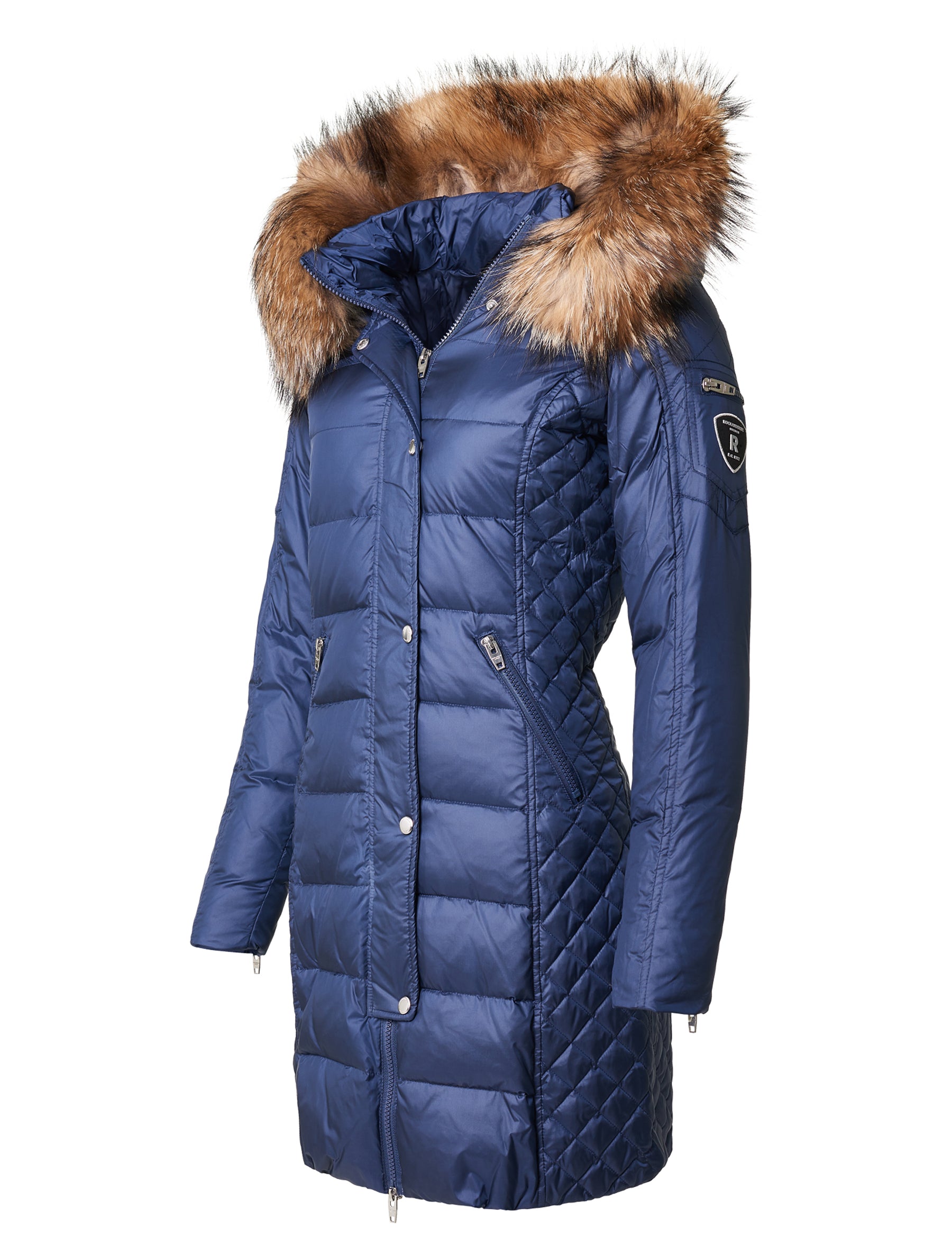 Damen Daunenmantel mit abnehmbarer Echtfell Kapuze - Beam in midnight/natural