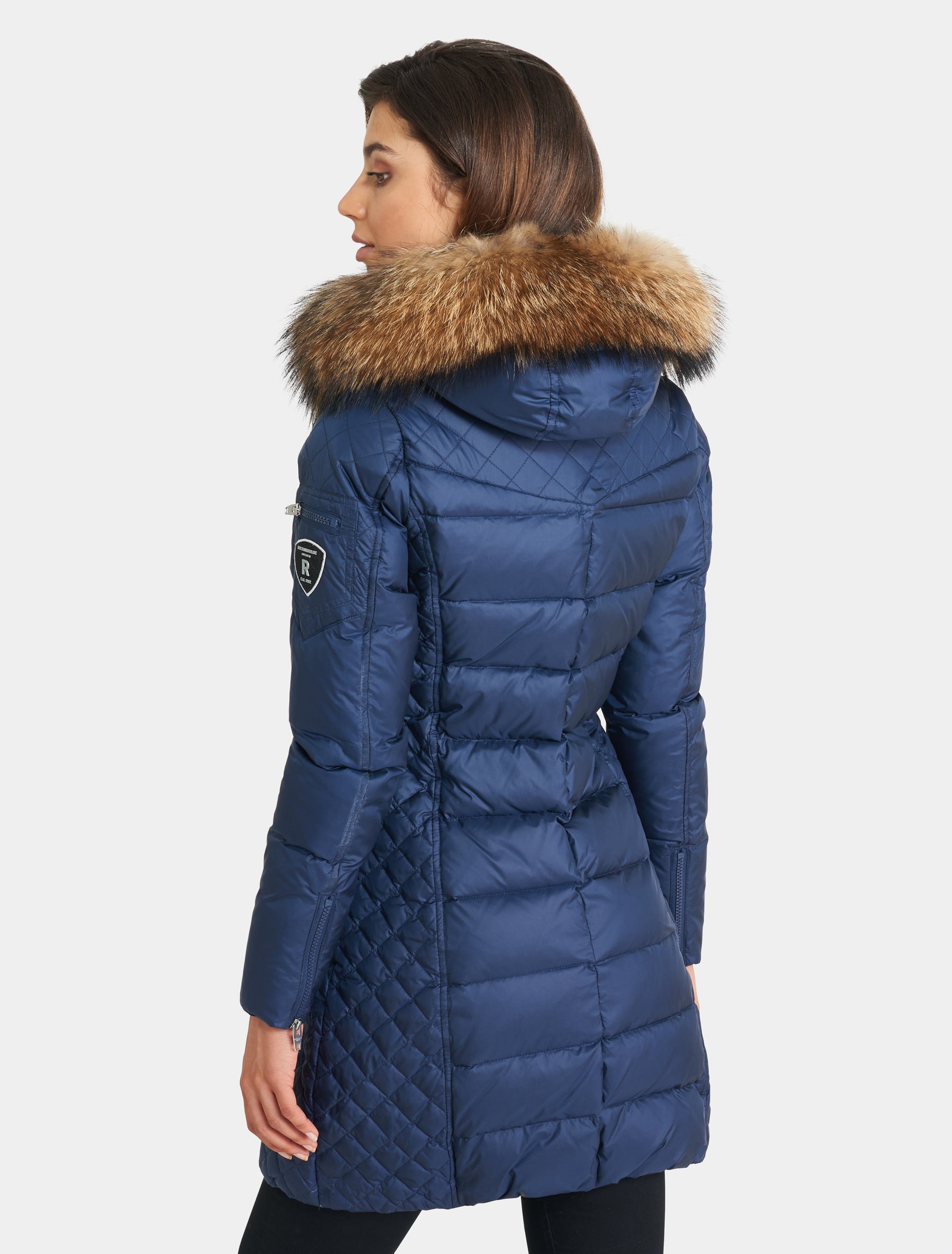 Damen Daunenmantel mit abnehmbarer Echtfell Kapuze - Beam in midnight/natural