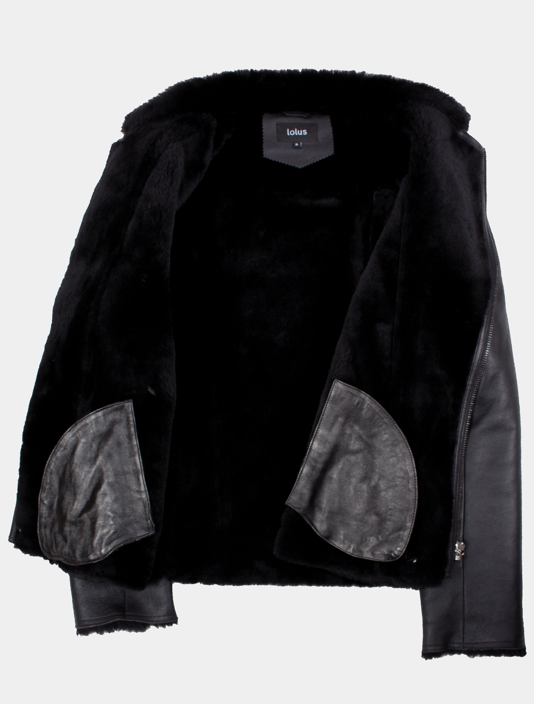 Hochwertige Herren Lammfelljacke mit Stehkragen - Blackraw in schwarz