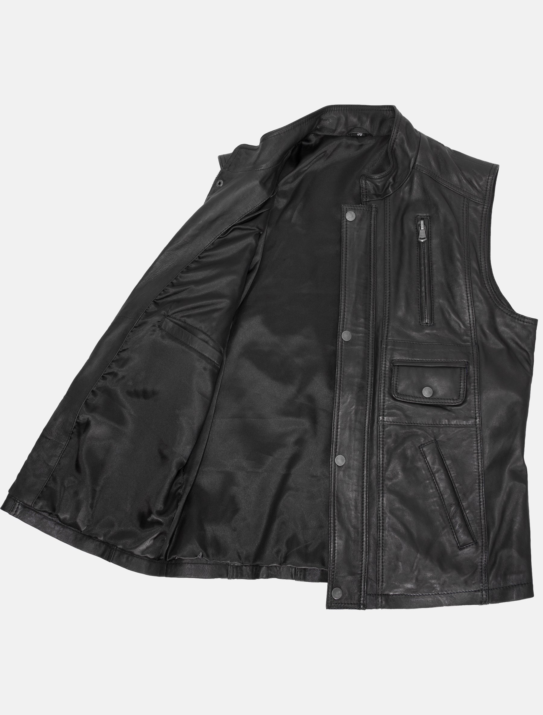 Herren Lederweste aus weichem Lammnappa Leder - Egon in schwarz
