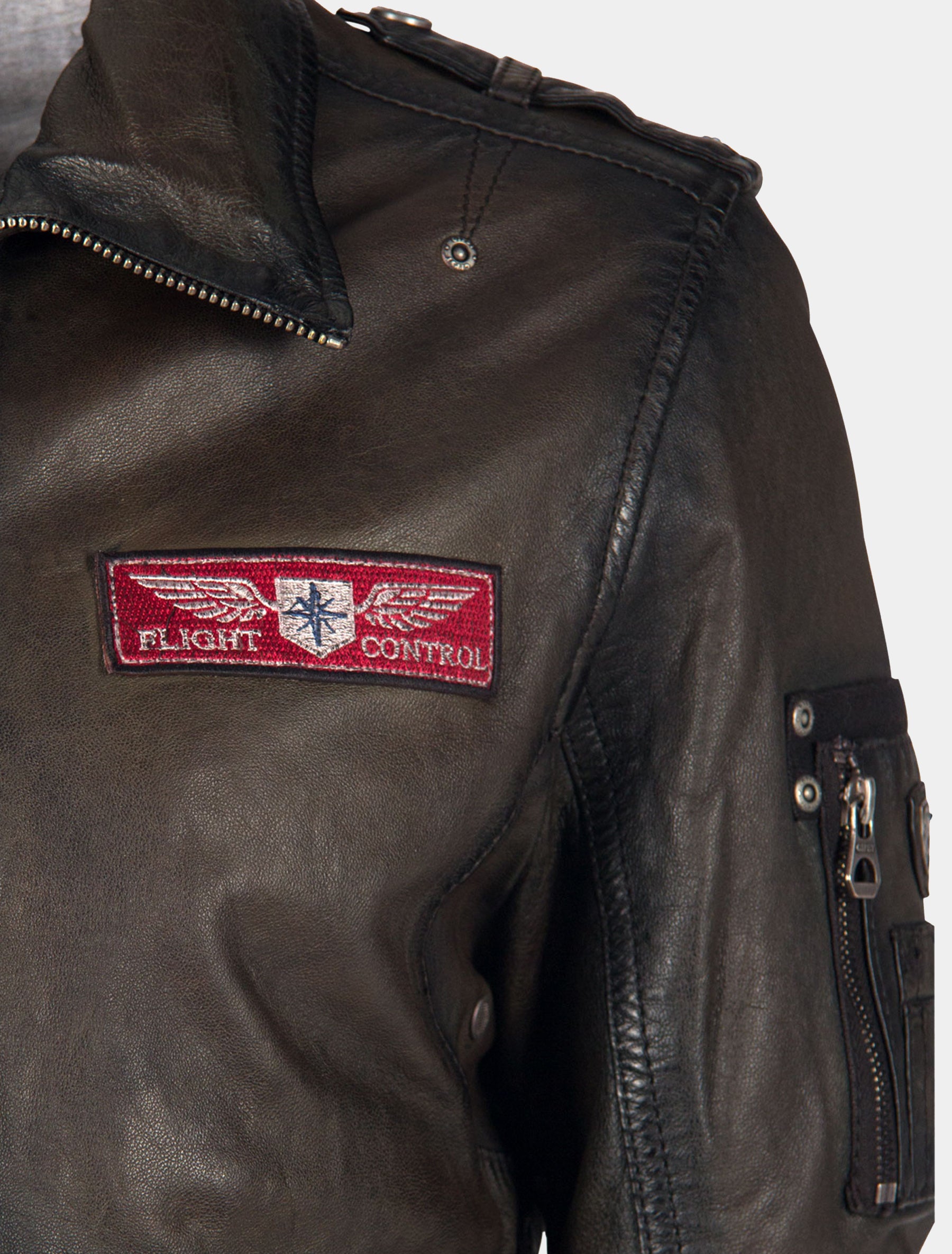 Herren Blouson Lederjacke im Flieger Stil Piloten Stil - GBGismo LAKAV in antik braun