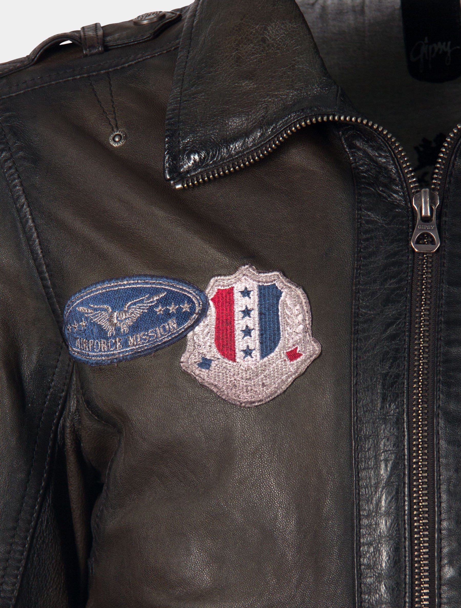 Herren Blouson Lederjacke im Flieger Stil Piloten Stil - GBGismo LAKAV in antik braun