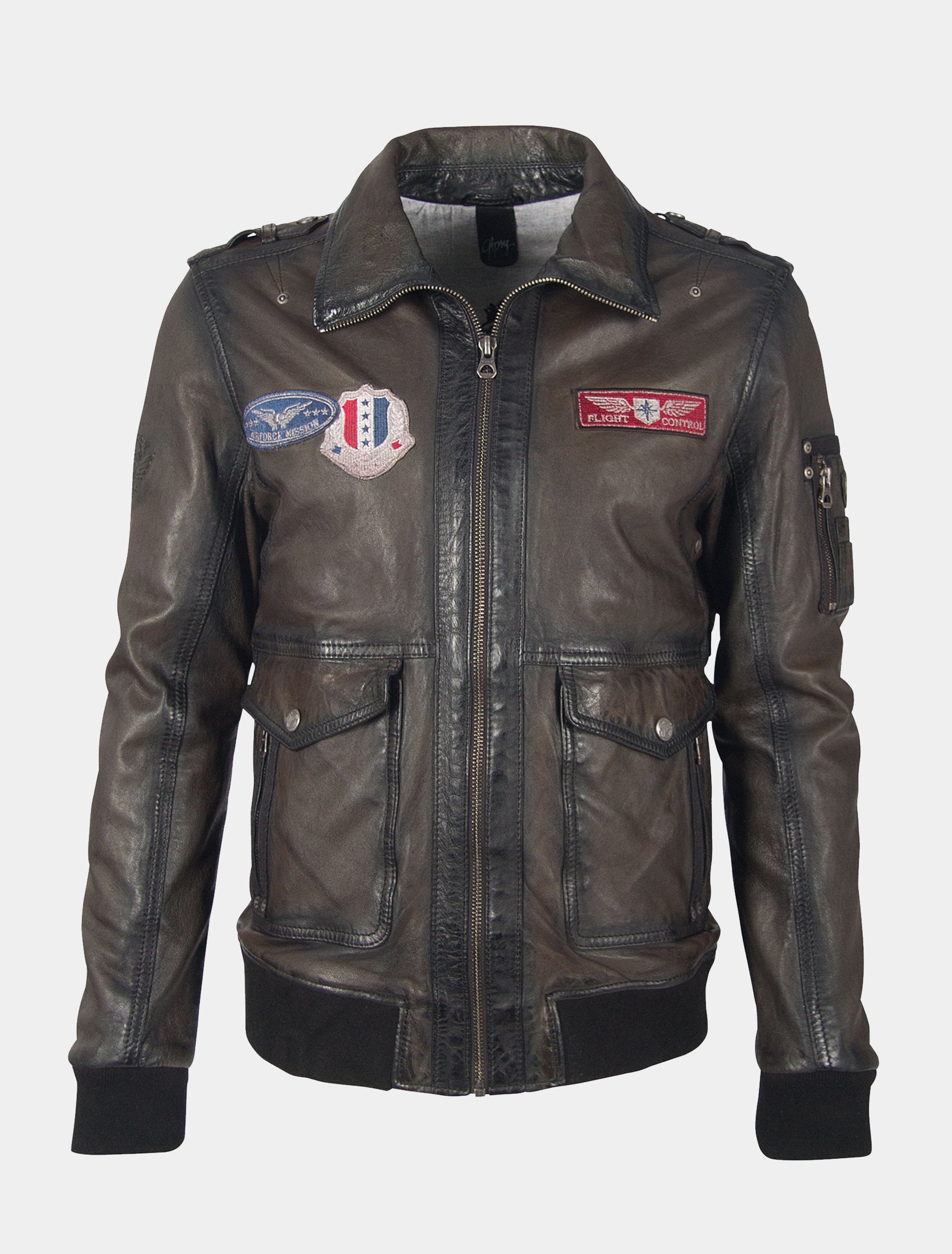 Herren Blouson Lederjacke im Flieger Stil Piloten Stil - GBGismo LAKAV in antik braun