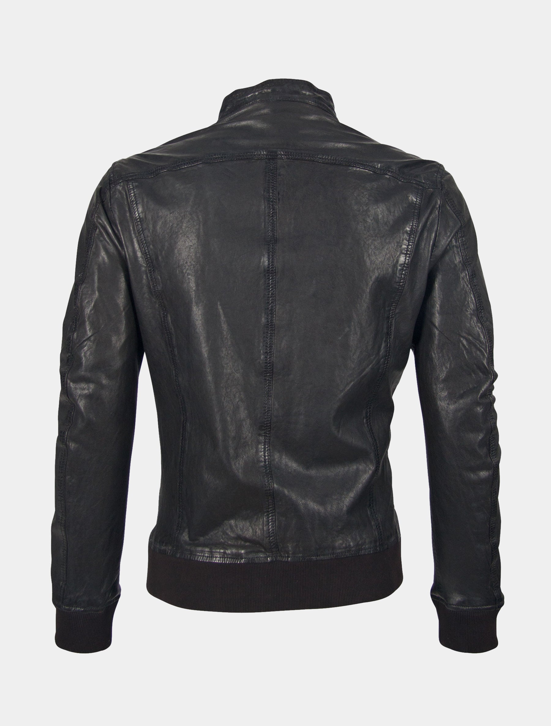 Herren Blouson Lederjacke mit Stehkragen - GBGrahan LDRV in schwarz