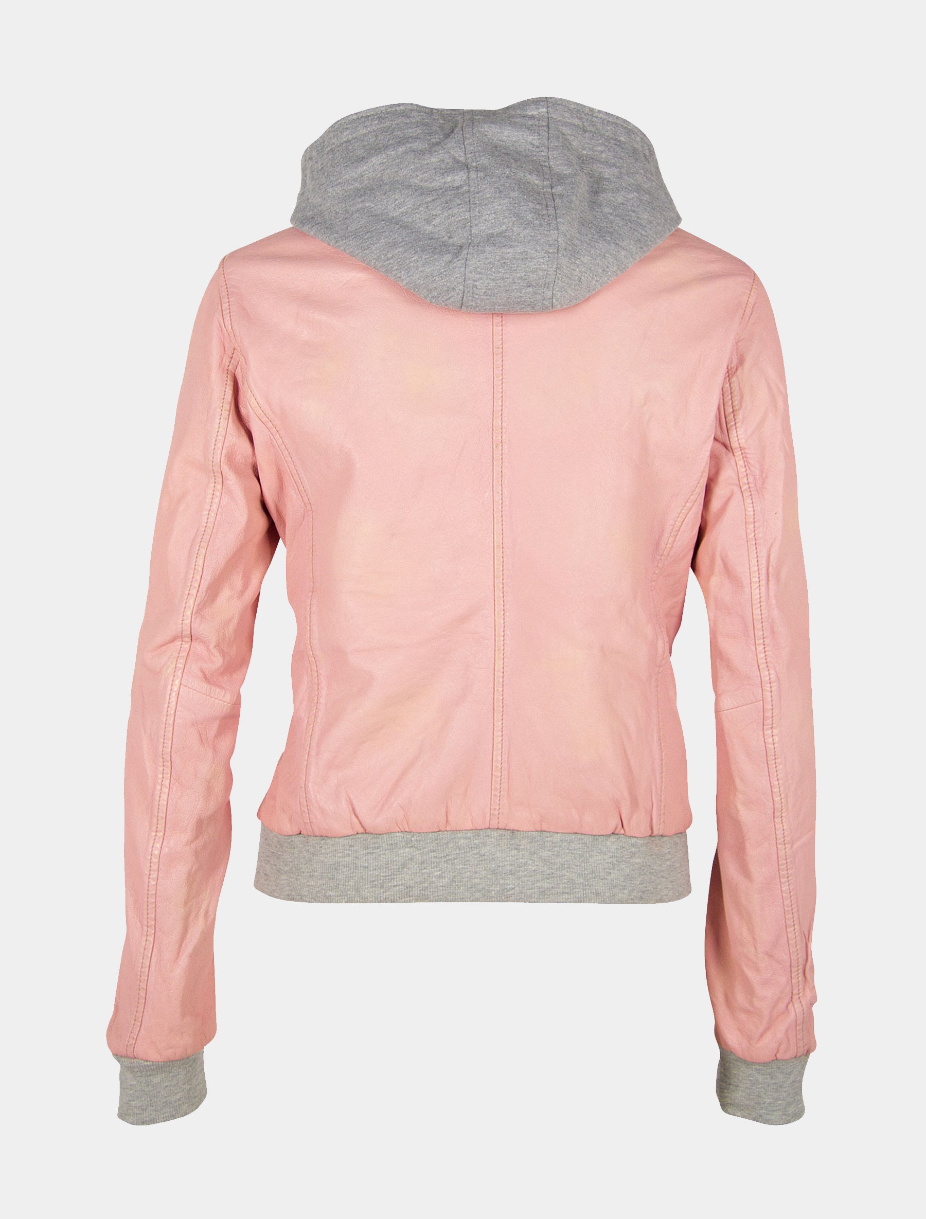 Damen Blouson aus Echtleder im Used Look mit Bund und Kapuze - GGMoxi LULV in rosa