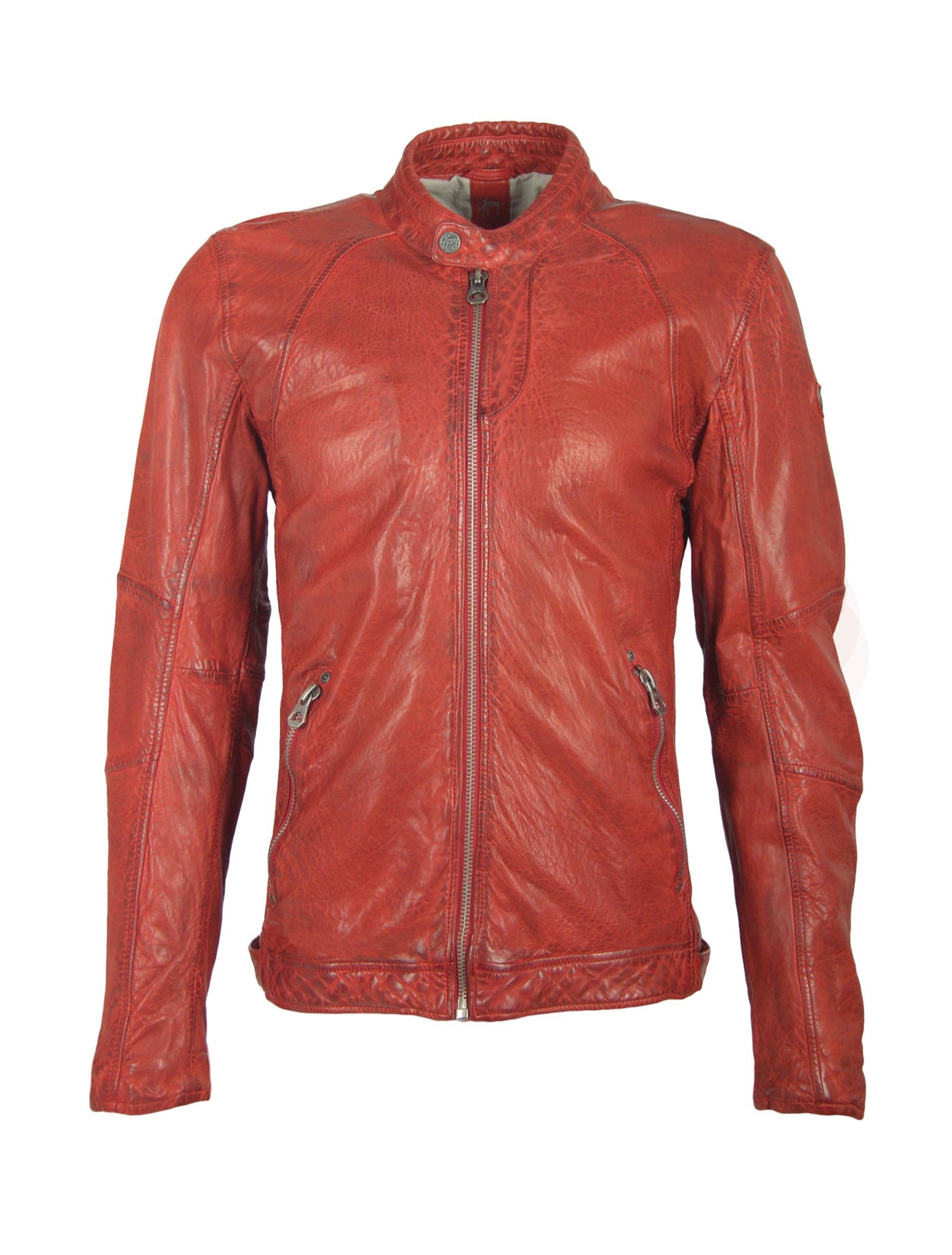 Gipsy Herren Biker Lederjacke  aus Lammleder - Beat in deep red